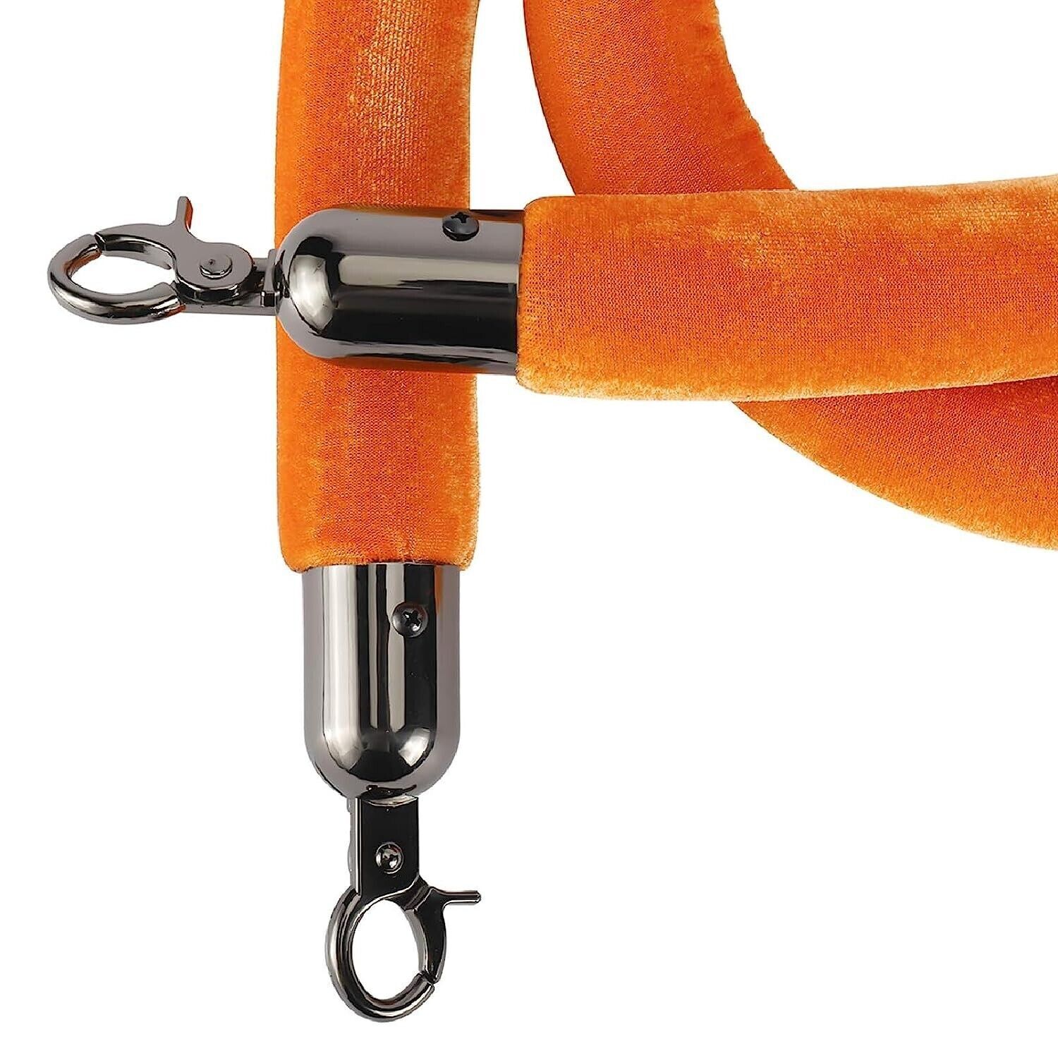 NovelBee 4pcs Orange Velvet Stanchion Ropes with Black Hooks,5 Feet Stanchion Qu