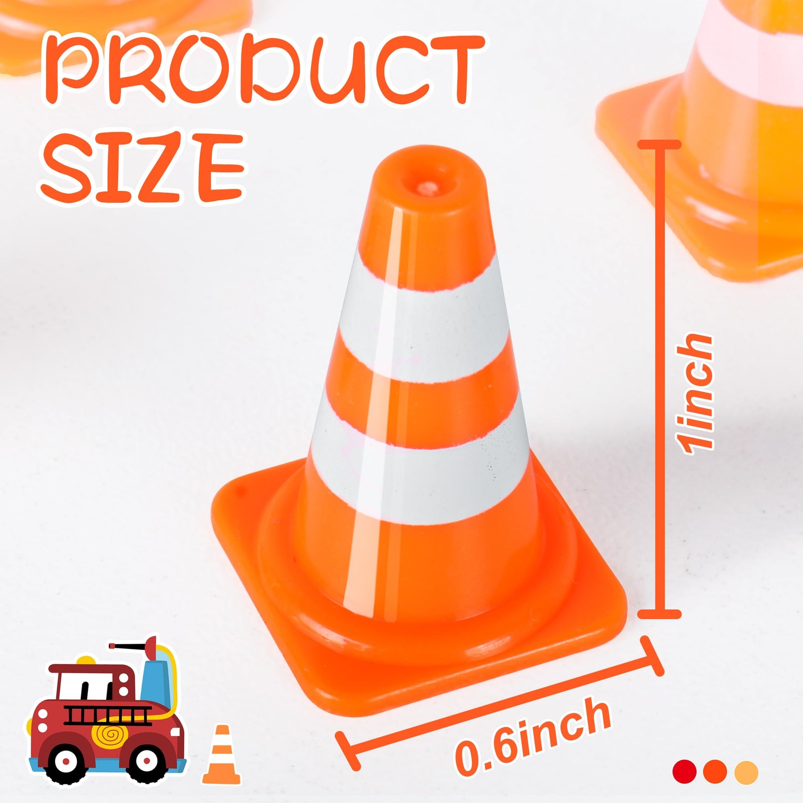 Mini Traffic Cones 30 Pcs 1 Inch Small Orange Toy Building Blocks Pretend Play