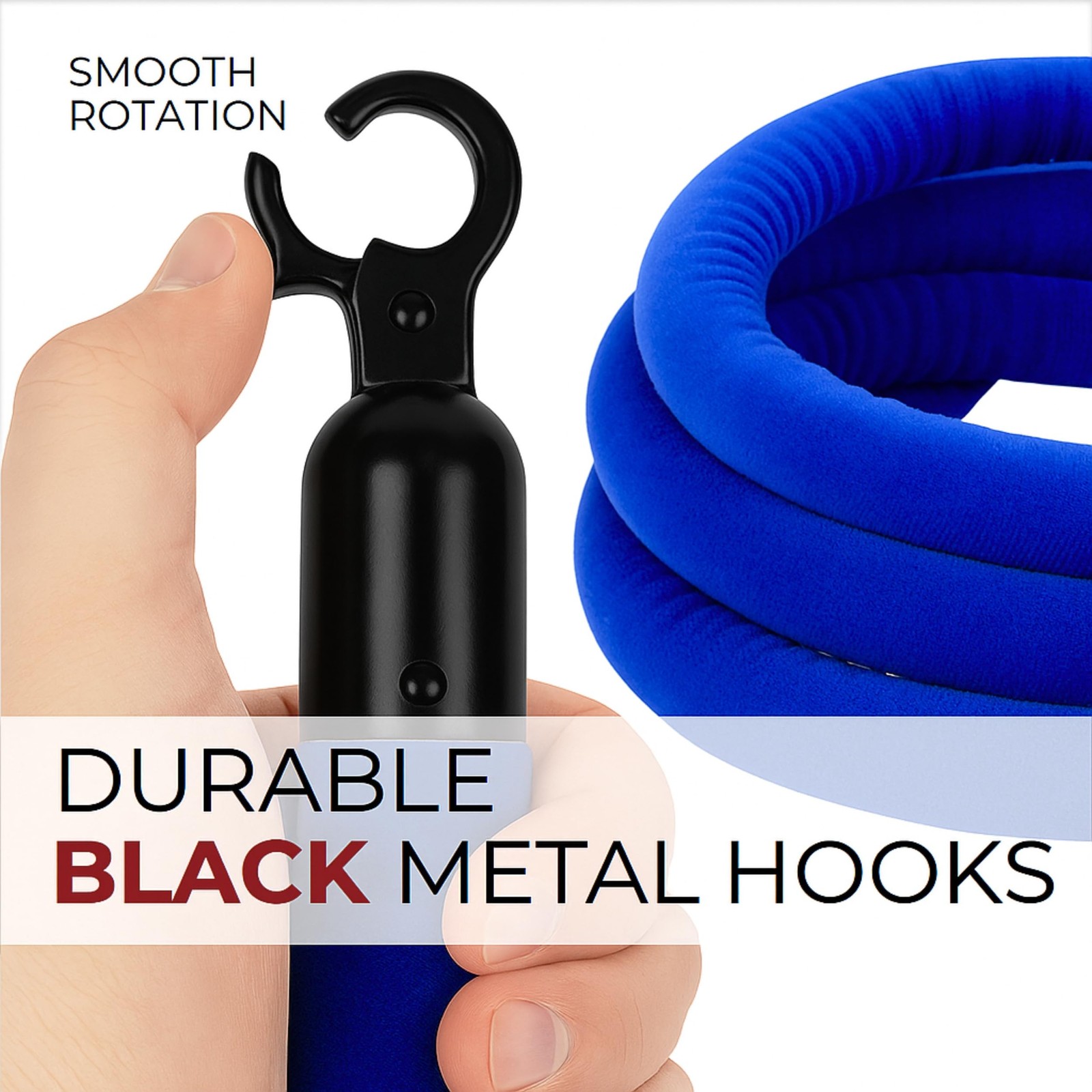 Blue Velvet Rope 5Ft Crowd Control Hanging Stanchion Barrier For Parties 4PC