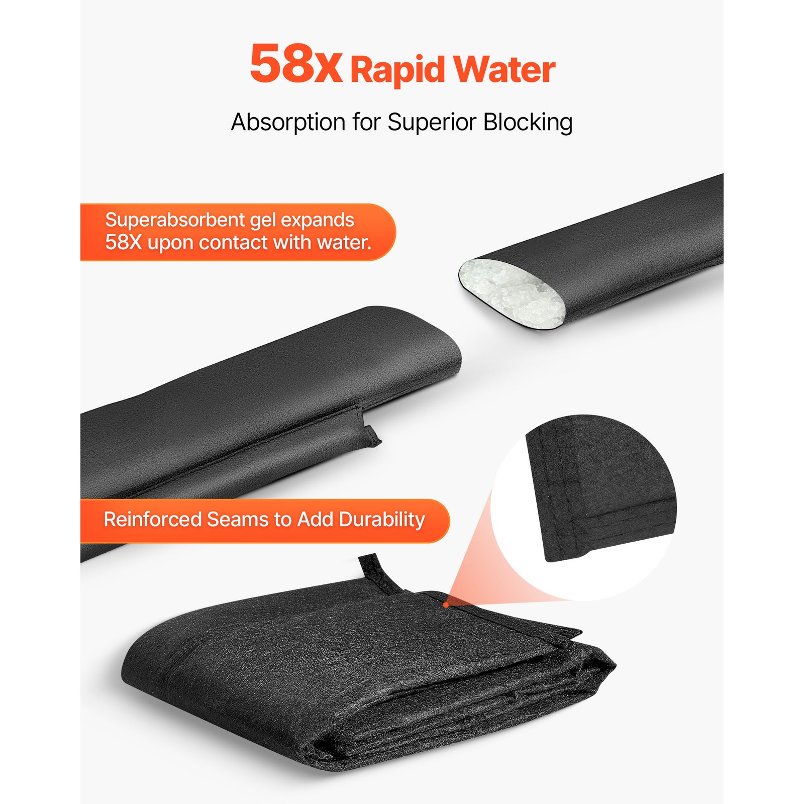 Uimoso Flood Barrier 5 x 0.7 ft Reusable Flood Bags Activated by Water 10 Pack