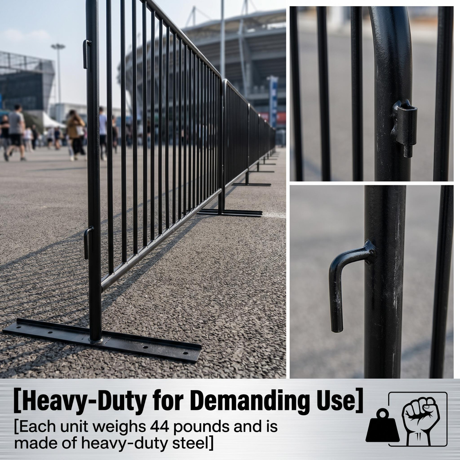 8.5ft Interlocking Barricade Heavy Duty Metal Barricade 2pcs Safety Barrier