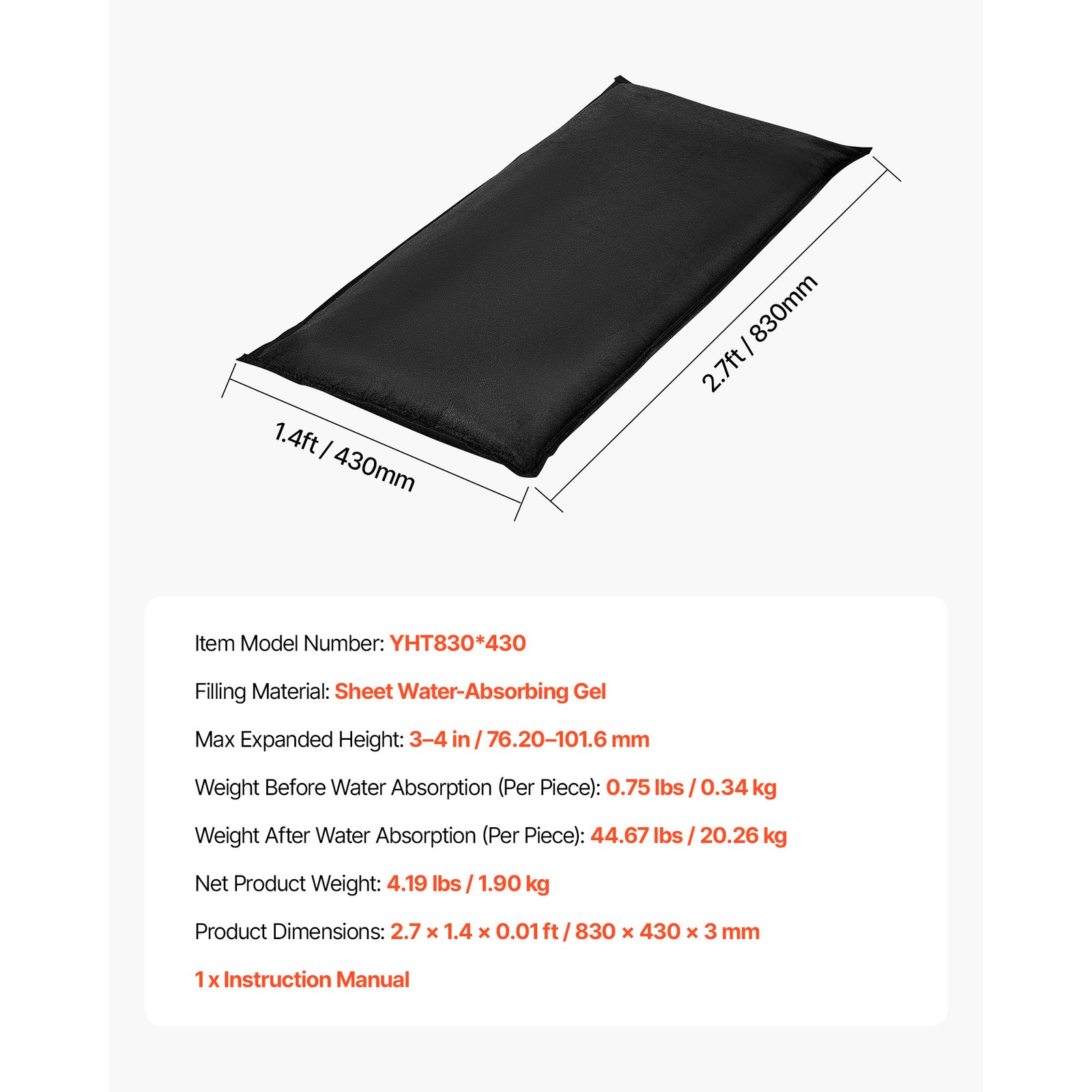 Uimoso Quick Dam Flood Barrier 2.7 x 1.4ft Length Flood Protection Bags 6 Packs