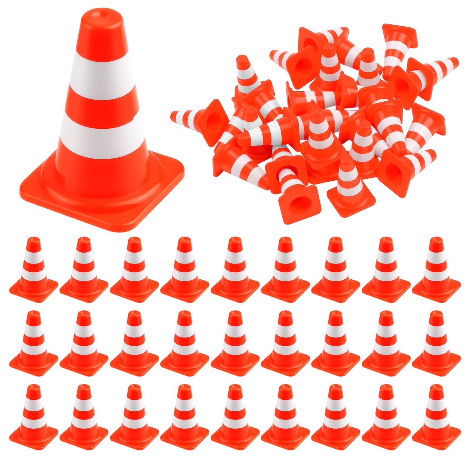30pcs Mini Traffic Cones Orange Plastic Road Safety Cones for Training & Toys