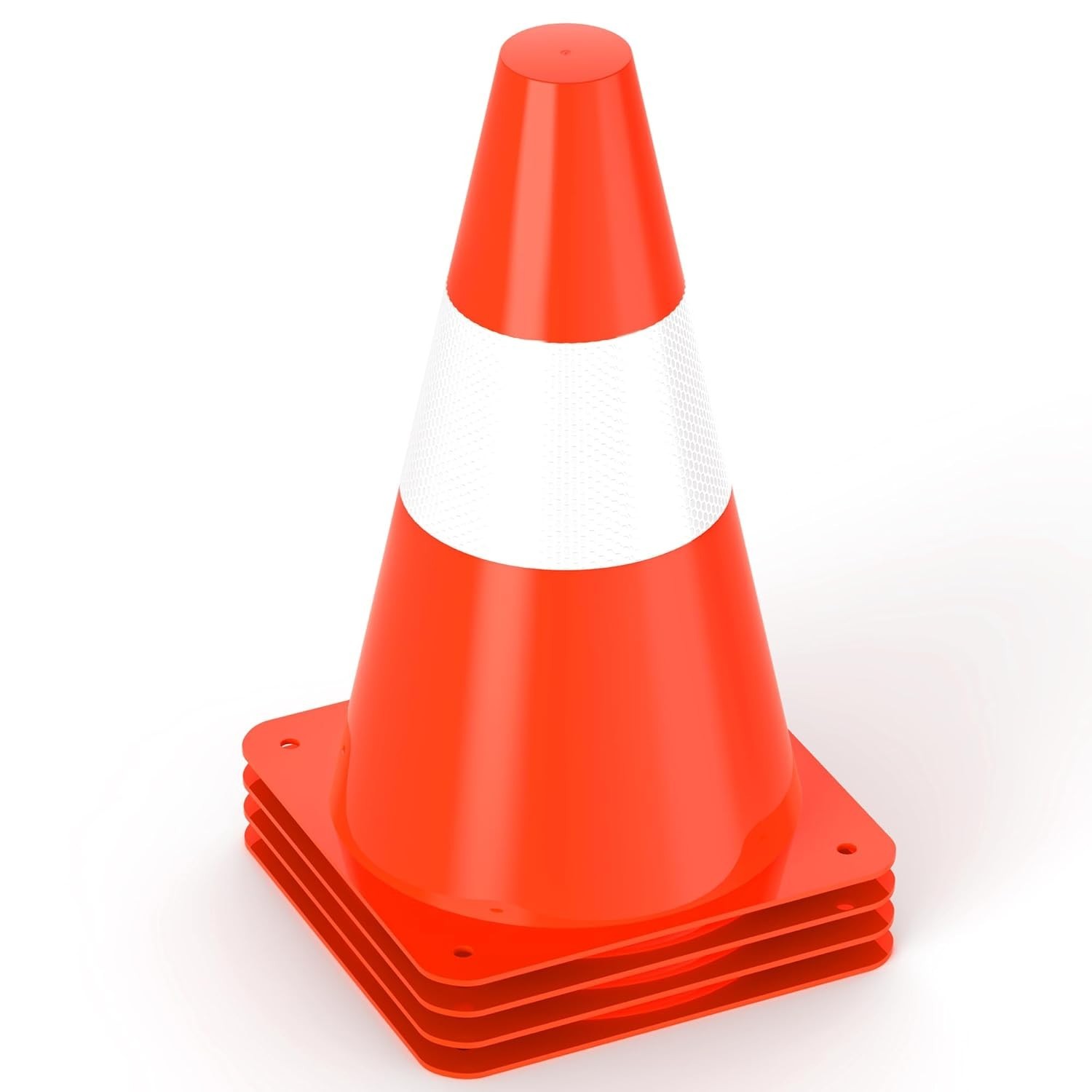 9 inch Traffic Safety Cones with Reflective Collars, [4 Pack] Orange Construc