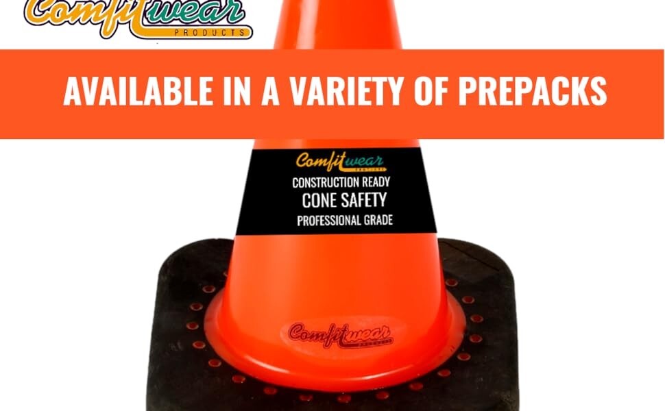 FC-120 Orange Traffic Safety Cone with Black Base, 12” H