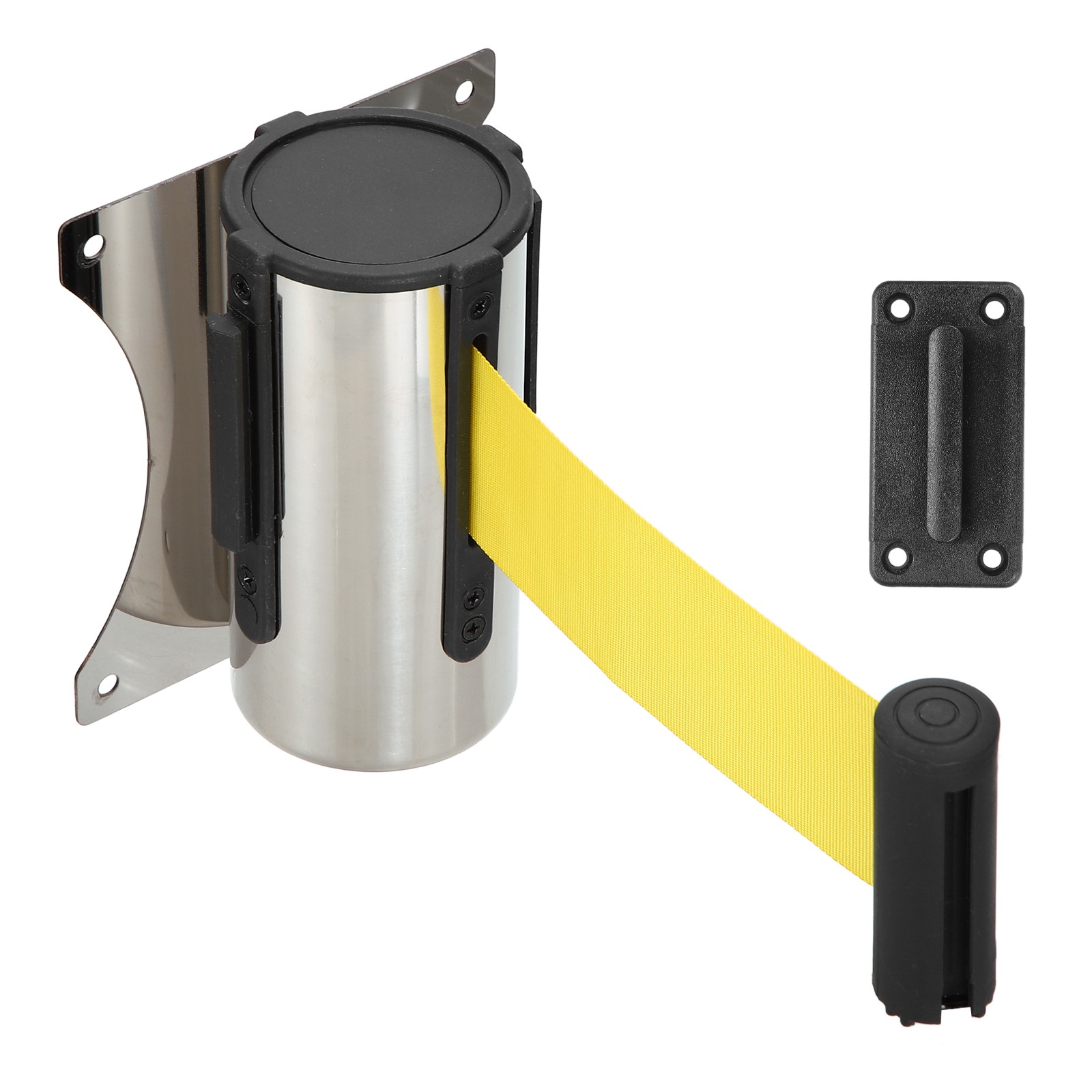 Fixed Wall Mount Retractable Belt Barrier (10 Feet, Yellow) (1 Pcs)