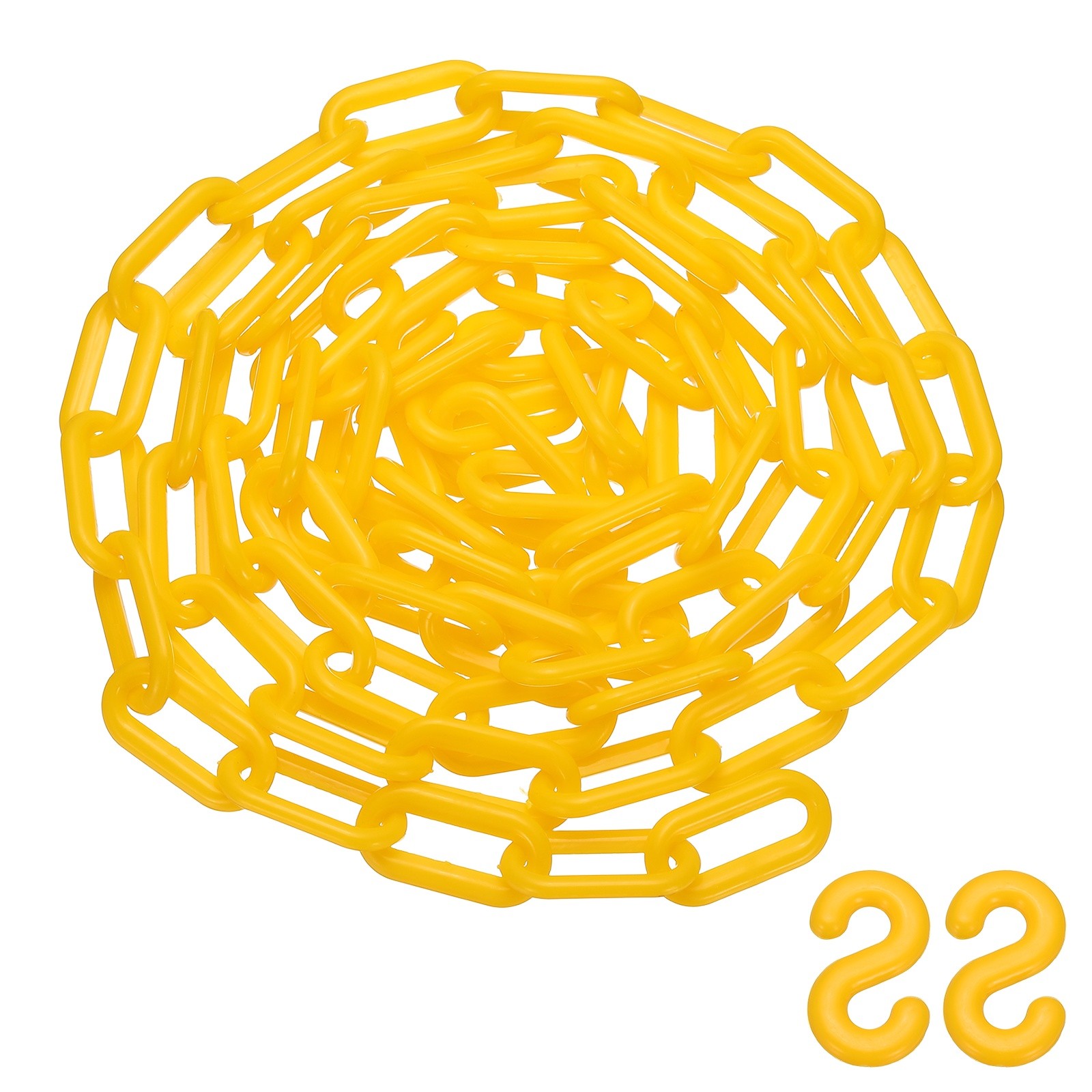 10 Feet Plastic Chain Link Safety Barrier Chain 1×2 Inch Buckle Yellow