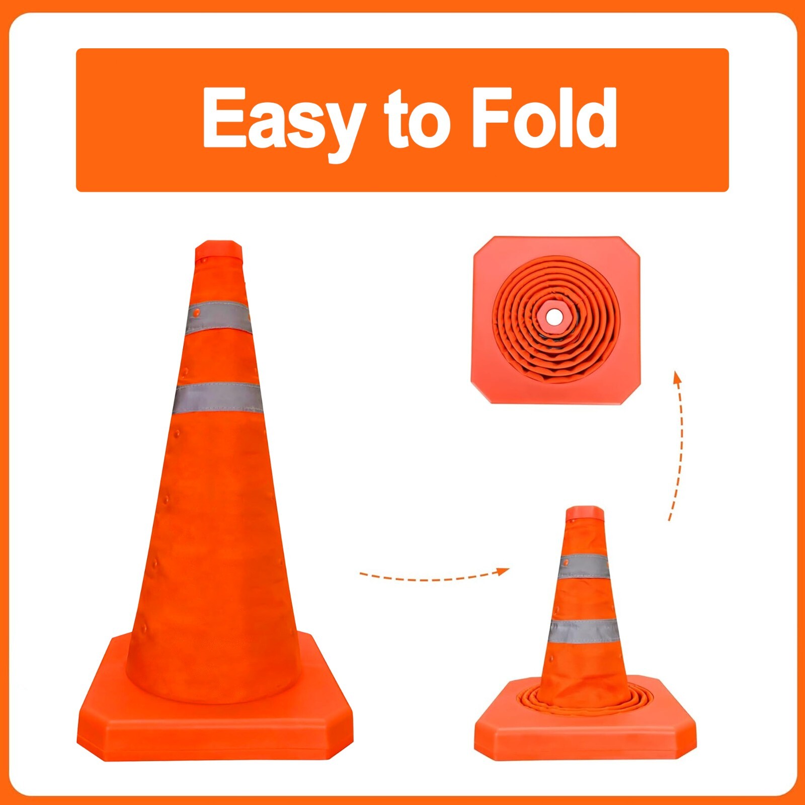 18 Inch 2 Pack Collapsible Traffic Safety Cones, Multi Purpose Pop-up Cones