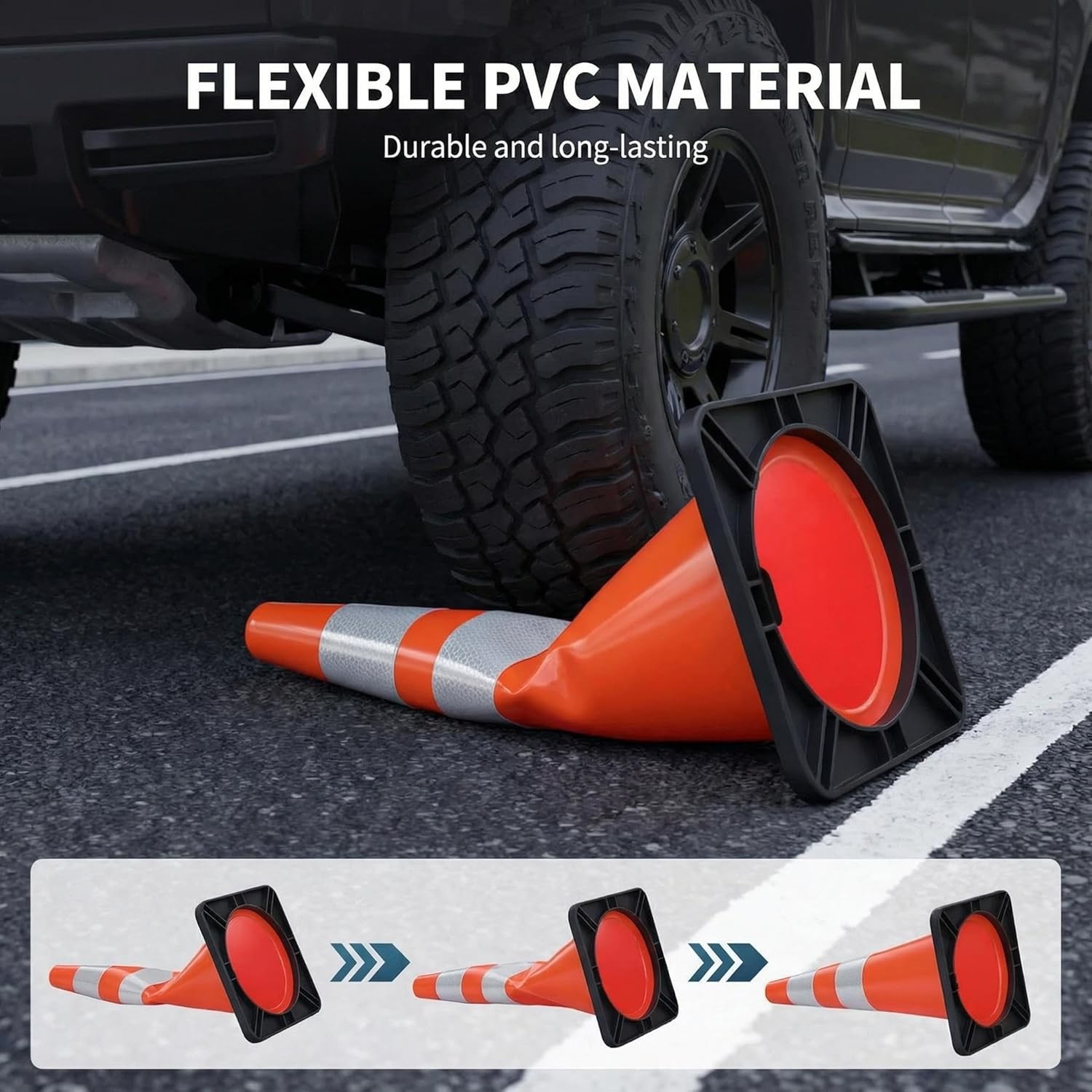 4/6Pack-18/28inch Orange PVC High-Performance Traffic Cone, Traffic Safety Cone