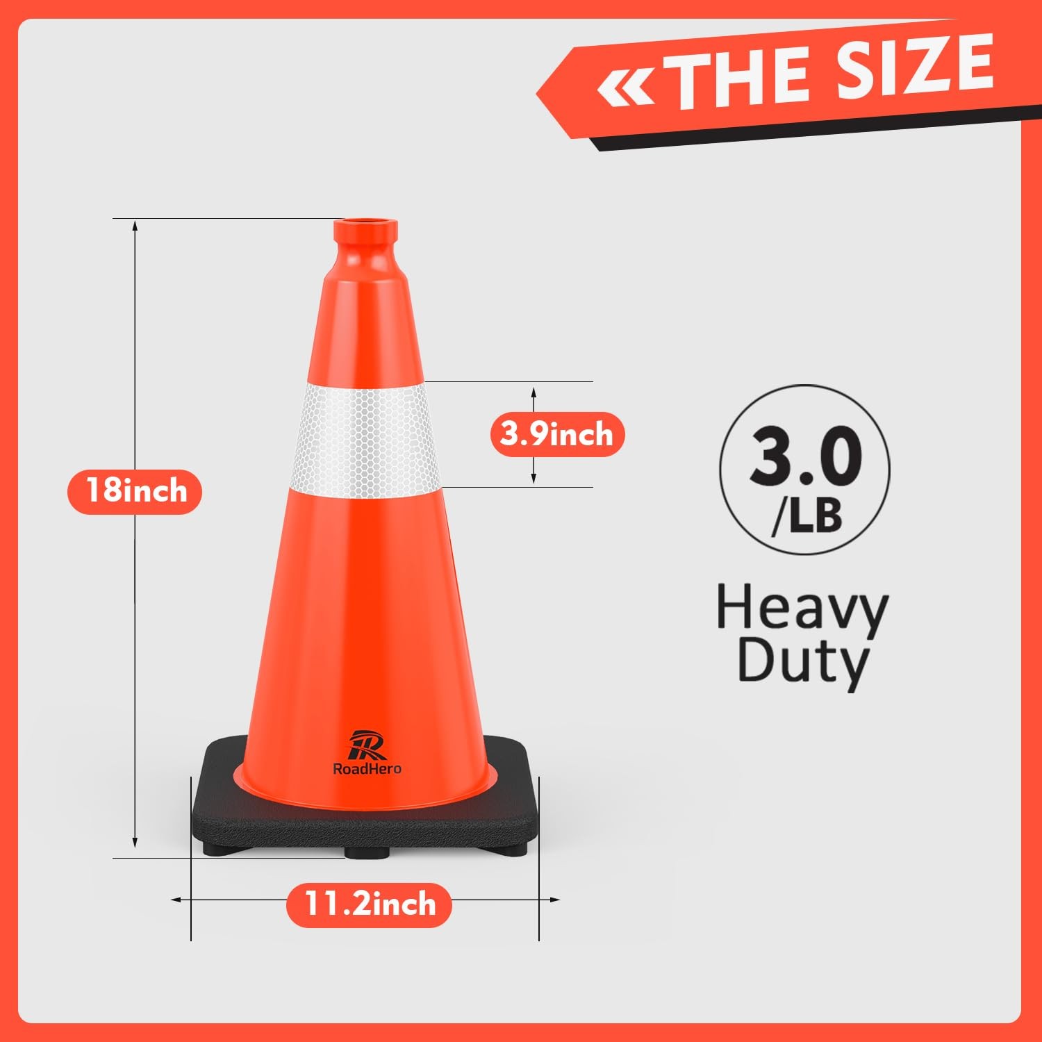 4 Pack Traffic Safety Cones 18 Inch Orange PVC Reflective Weighted Base
