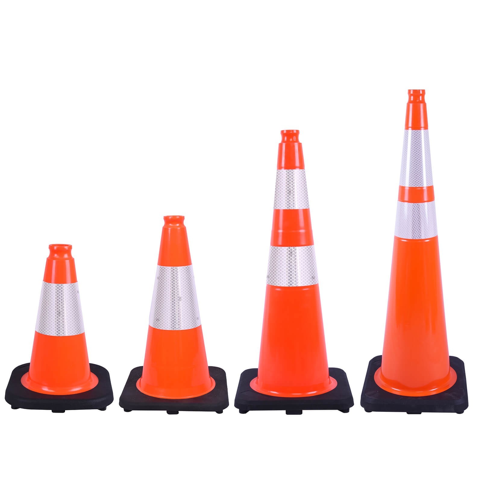 Reflective Collar PVC Traffic Cone Four Color Weighted Base Day/Night Visibility
