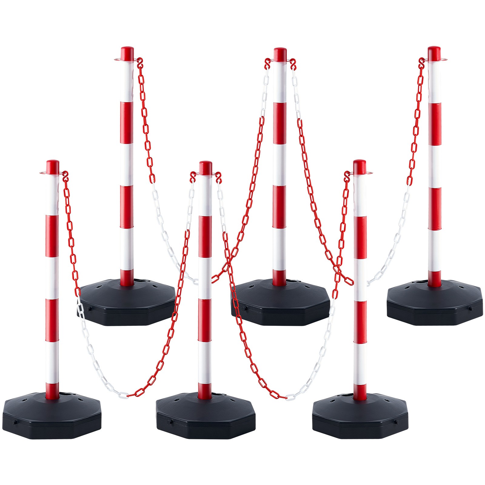 Uimoso 6PCs Traffic Delineator Post Cones with Fillable Base 6.6 FT Chain