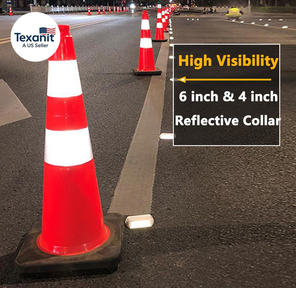 (8 Pack) 28” Inch Traffic Safety Cones Orange Road Parking Cones Heavy Duty Con