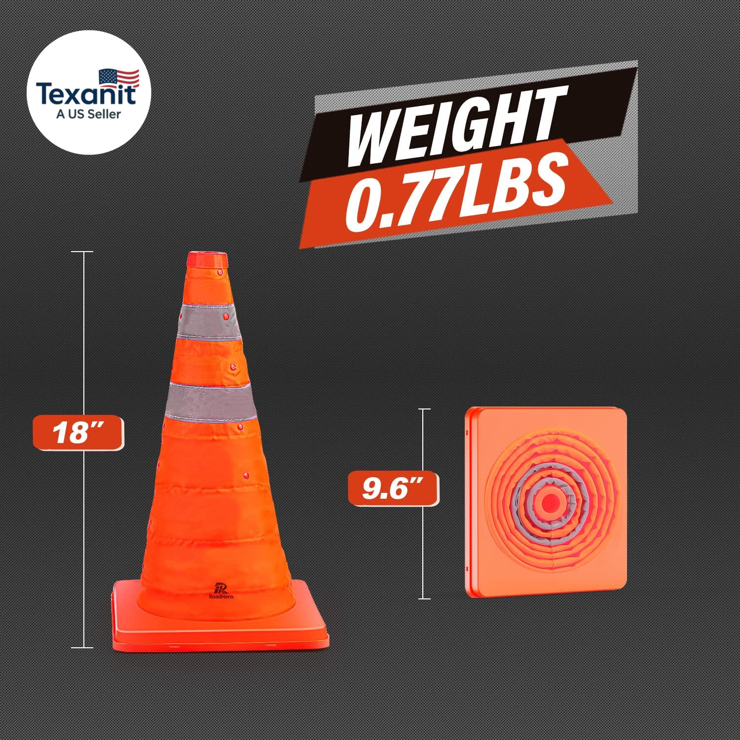 18 Inch 4 Pack Collapsible Traffic Safety Cones, Multi Purpose Pop-Up Cones with