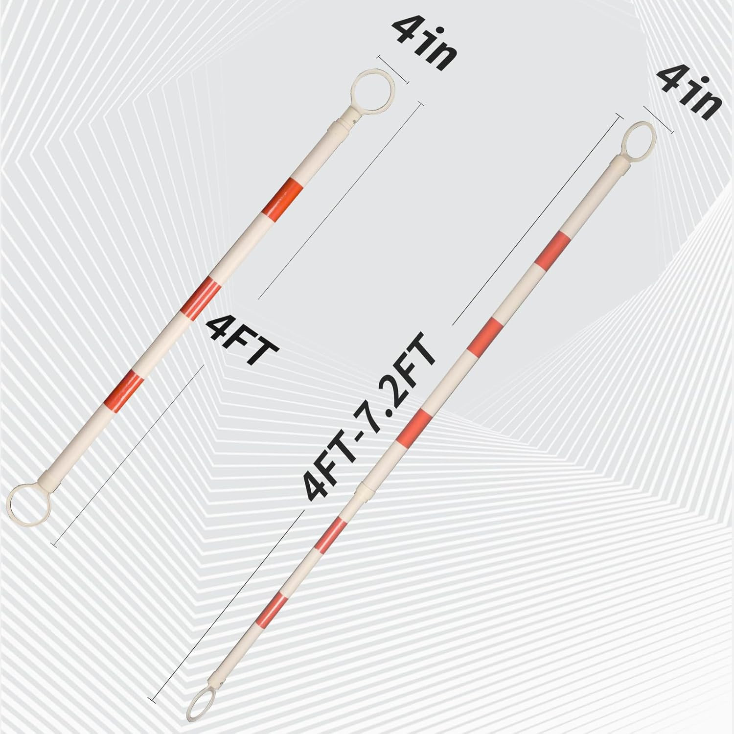 Expandable 6 Pcs Traffic Cone Bar 4Ft to 7.2Ft for Parking & Road Safety
