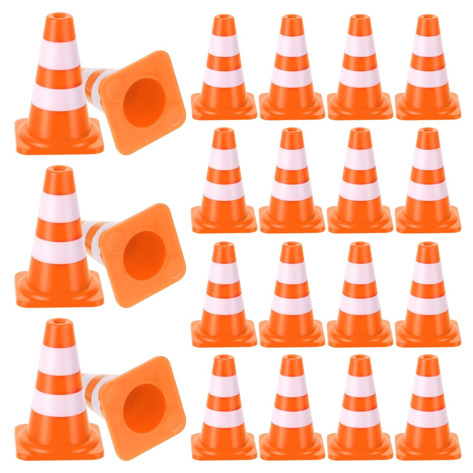50 Pack Mini Traffic Cones 1″ ABS Plastic Orange Road Safety Sign Kids Micro Toy