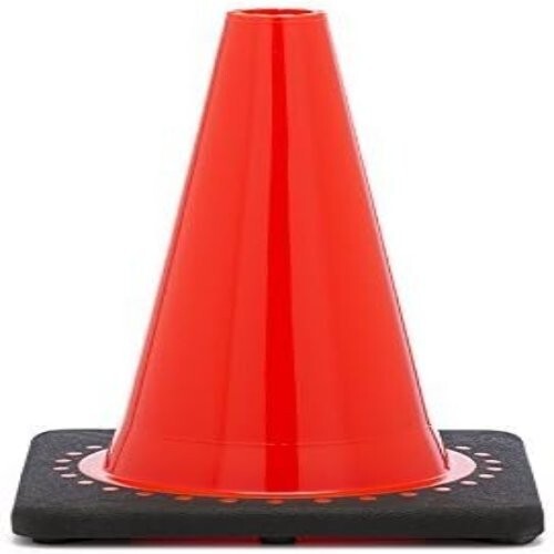 FC-120 Orange Traffic Safety Cone with Black Base, 12” H
