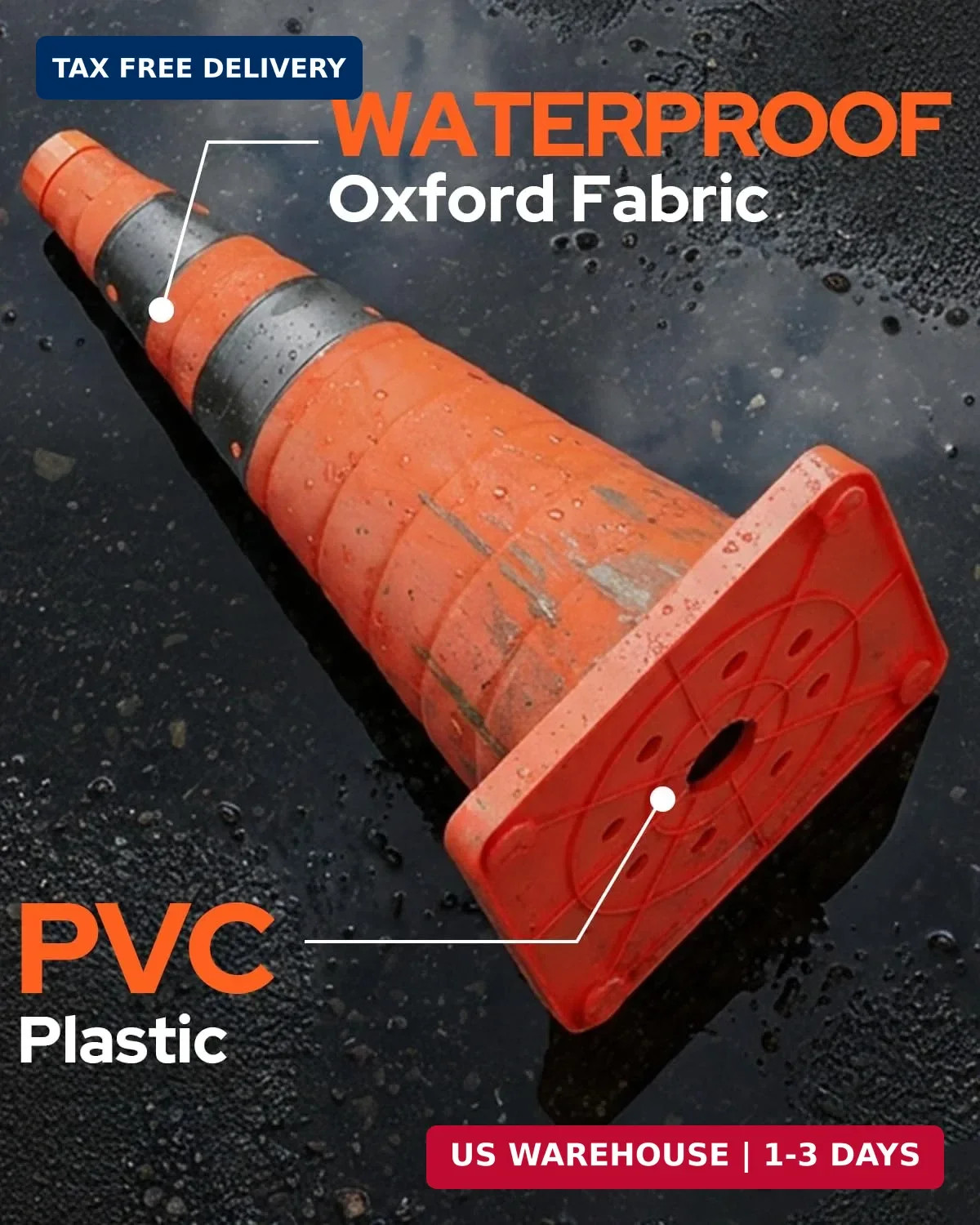 4 Pack 18 Inch Collapsible Traffic Safety Cones, Orange Pop Up Cones with Reflec