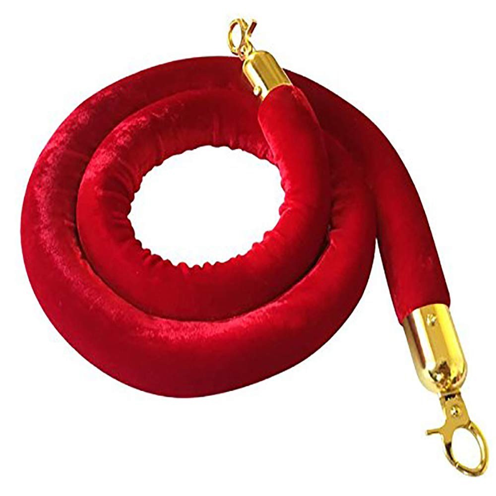 5-Foot Red Velvet Stanchion Rope with Elegant Brass Hooks – Events Ready