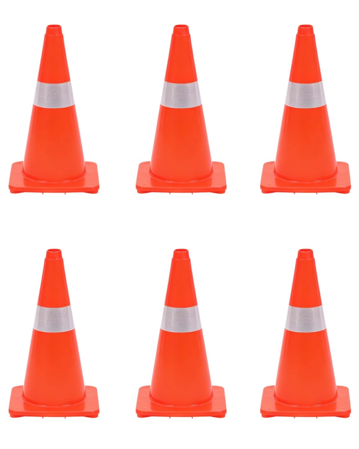 6PCS 18/28″ PVC Traffic Safety Cones Base Reflective Road Parking Cone Orange