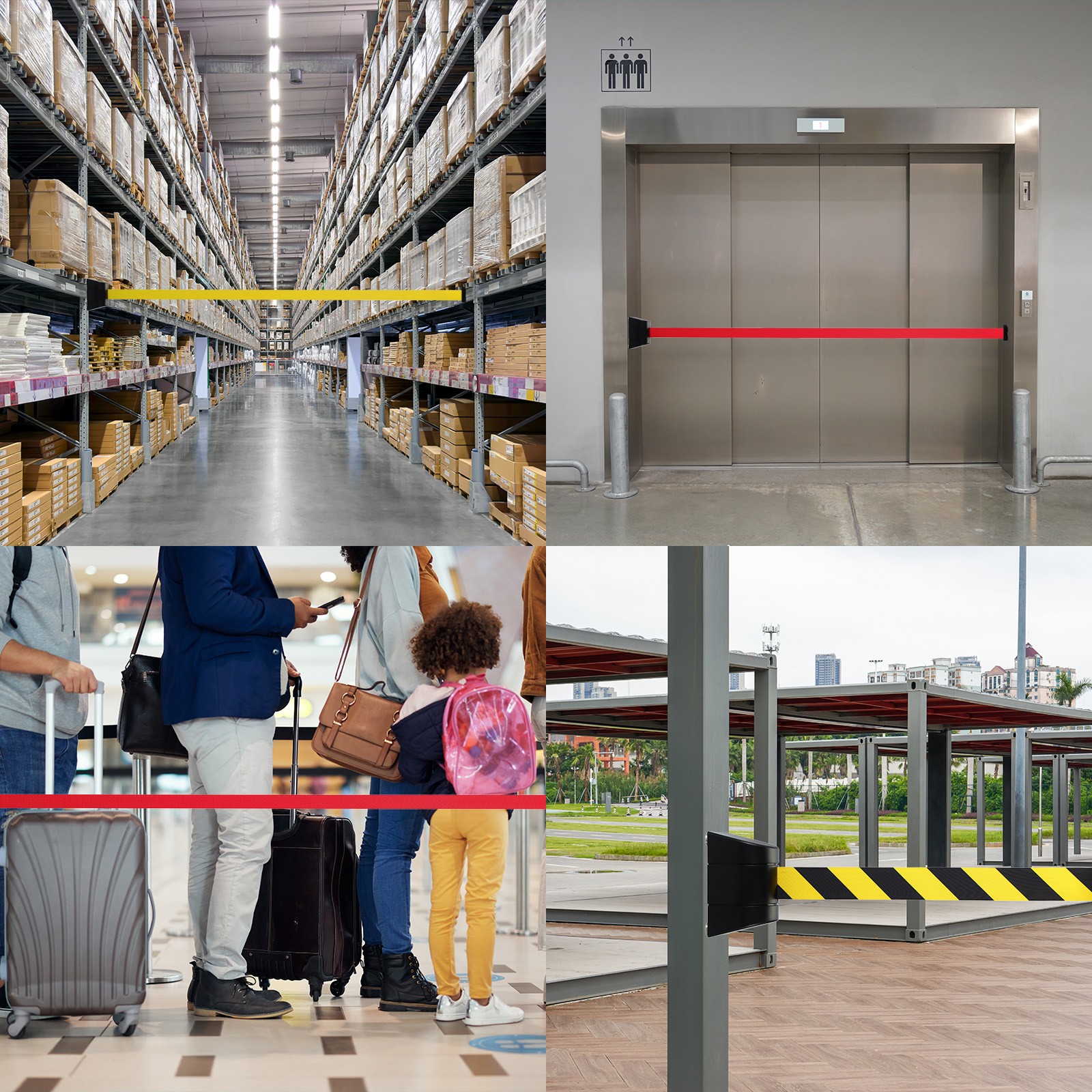 16.4Ft Magnetic Retractable Belt Barrier, Red White Belt, Black Case