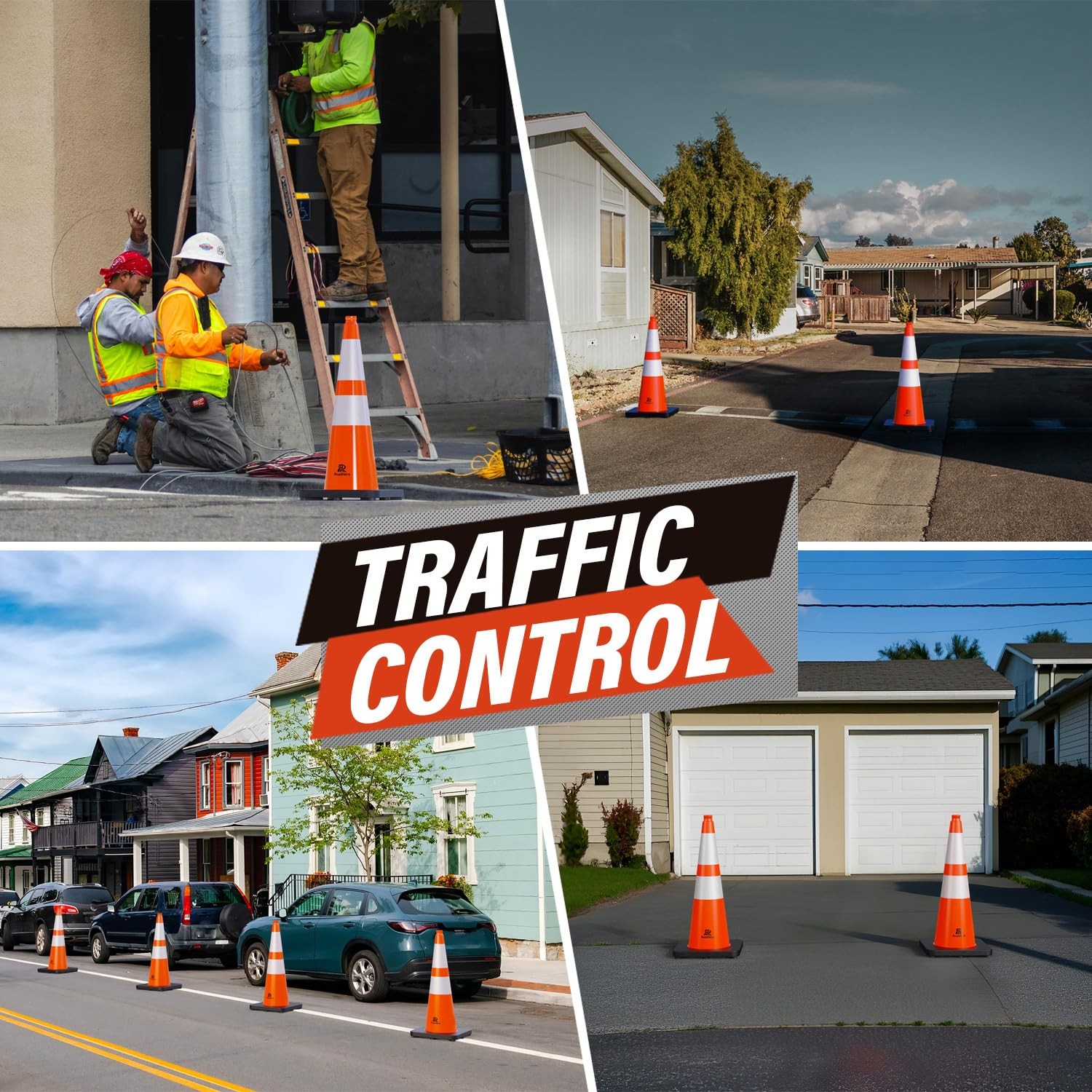 8 Pack 28 Inch Traffic Cones Reflective Collar Heavy Base Parking Lot Safety