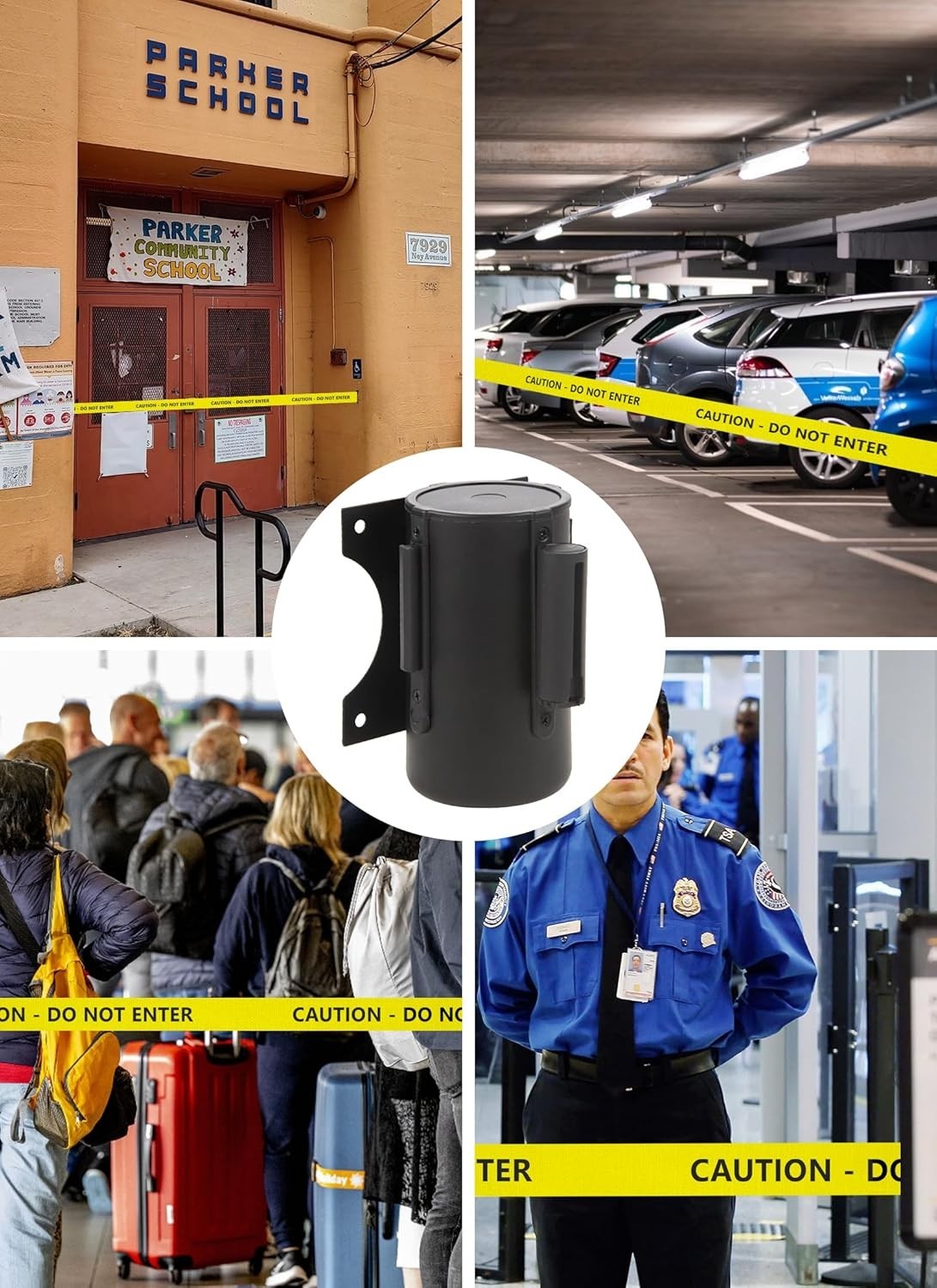 NIB! 16 Ft Wall Mount Retractable Barrier Belt DO NOT ENTER Crowd Control Belt