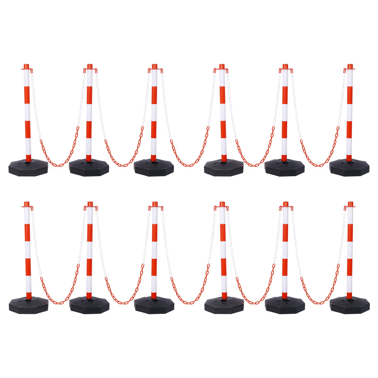Adjustable Traffic Delineator Post Cones, 12 Pack, Traffic Safety Delineator Bar