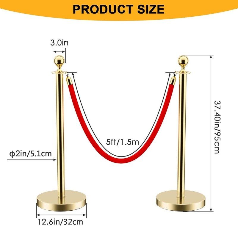 Durable Crowd Control Stanchions Velvet Rope Easy Setup Event Management New