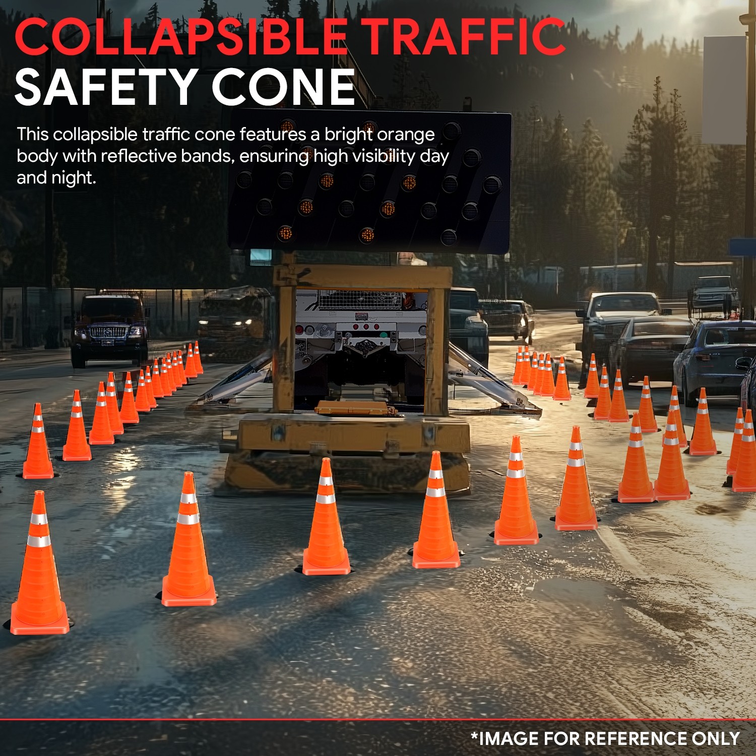 2Pcs 28″ Foldable Collapsible Traffic Safety Orange Cones with Heavy-Duty Base