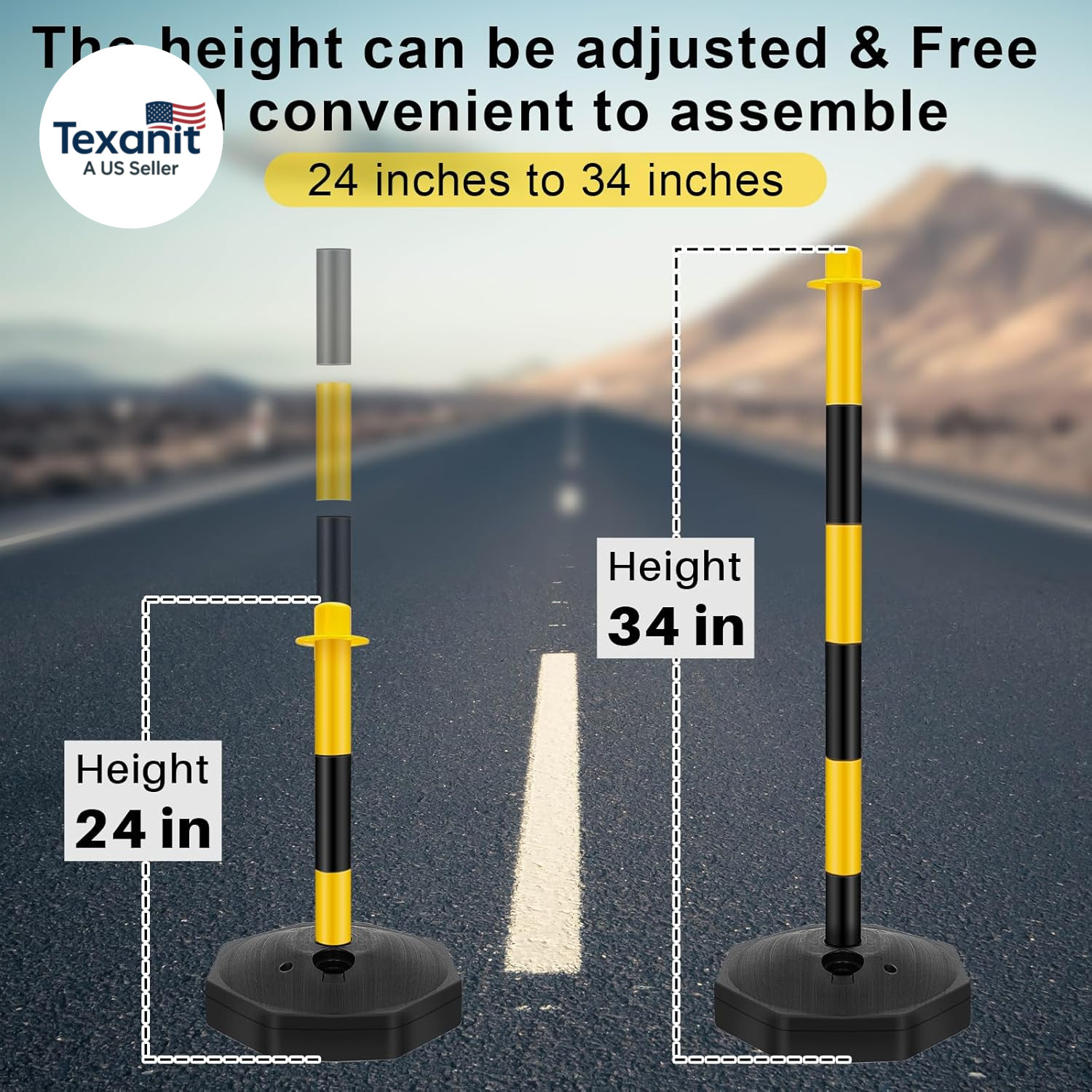 12 Sets 34 Inch Parking Cone Delineators Post Traffic Cone Plastic Stanchion Set