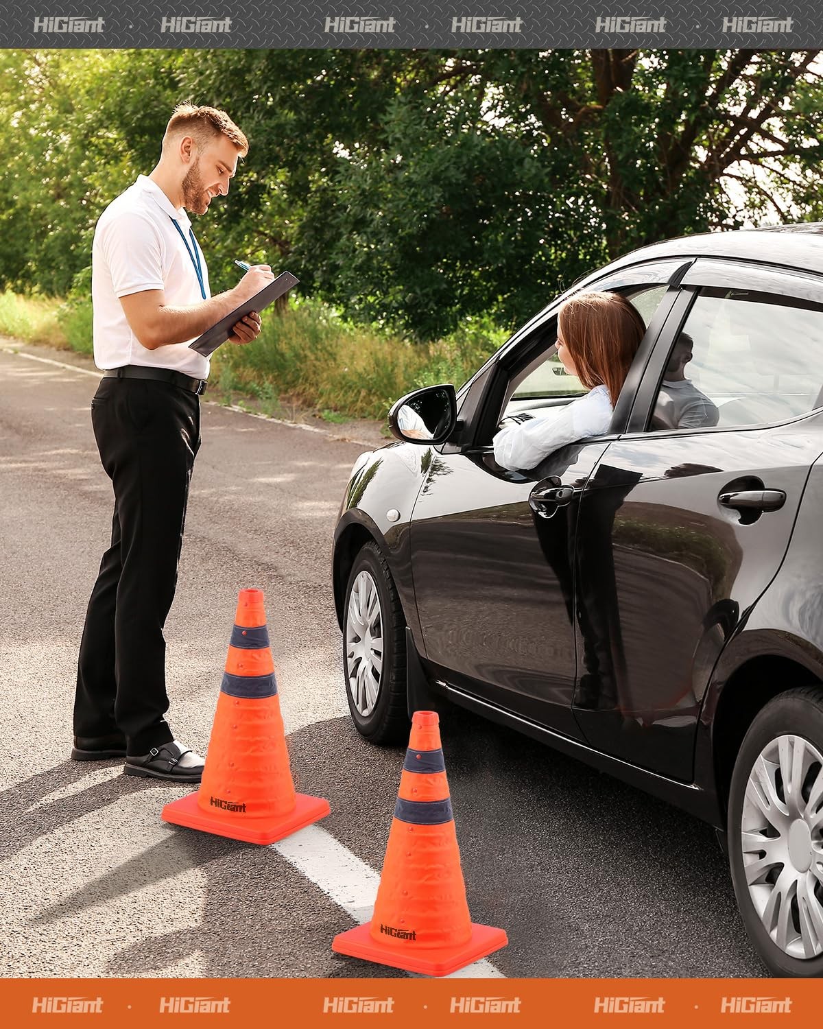 [4 Pack] Collapsible Traffic Safety Cones 18” inch, Orange Pop-up Cones with…