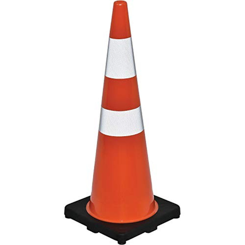 36″ Reflective Traffic Cone, Black Base, 10 Lbs