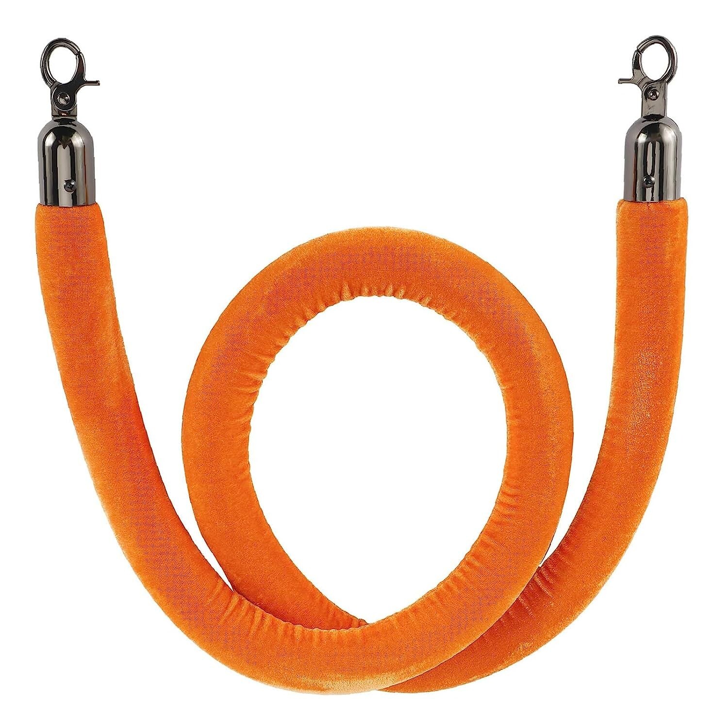 NovelBee 4pcs Orange Velvet Stanchion Ropes with Black Hooks,10 Feet Stanchion Q