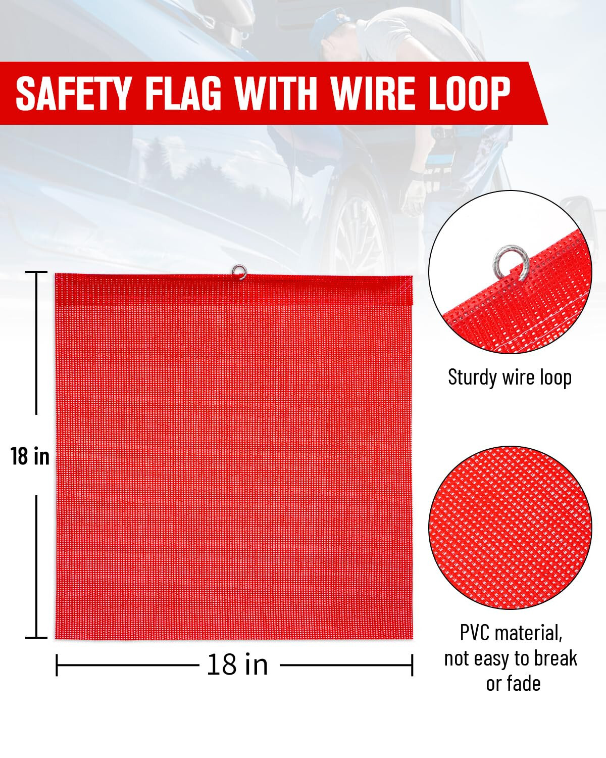 (4 Pack) Oversize Load Traffic Safety Flags Warning Signs 18 x 18 Inch For Truck