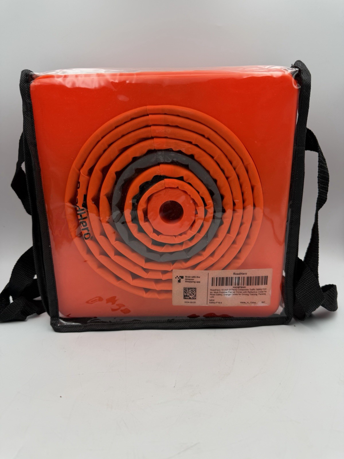 4 Pack RoadHero 18” Collapsible Traffic Cones Reflective Safety Cones w/ Case