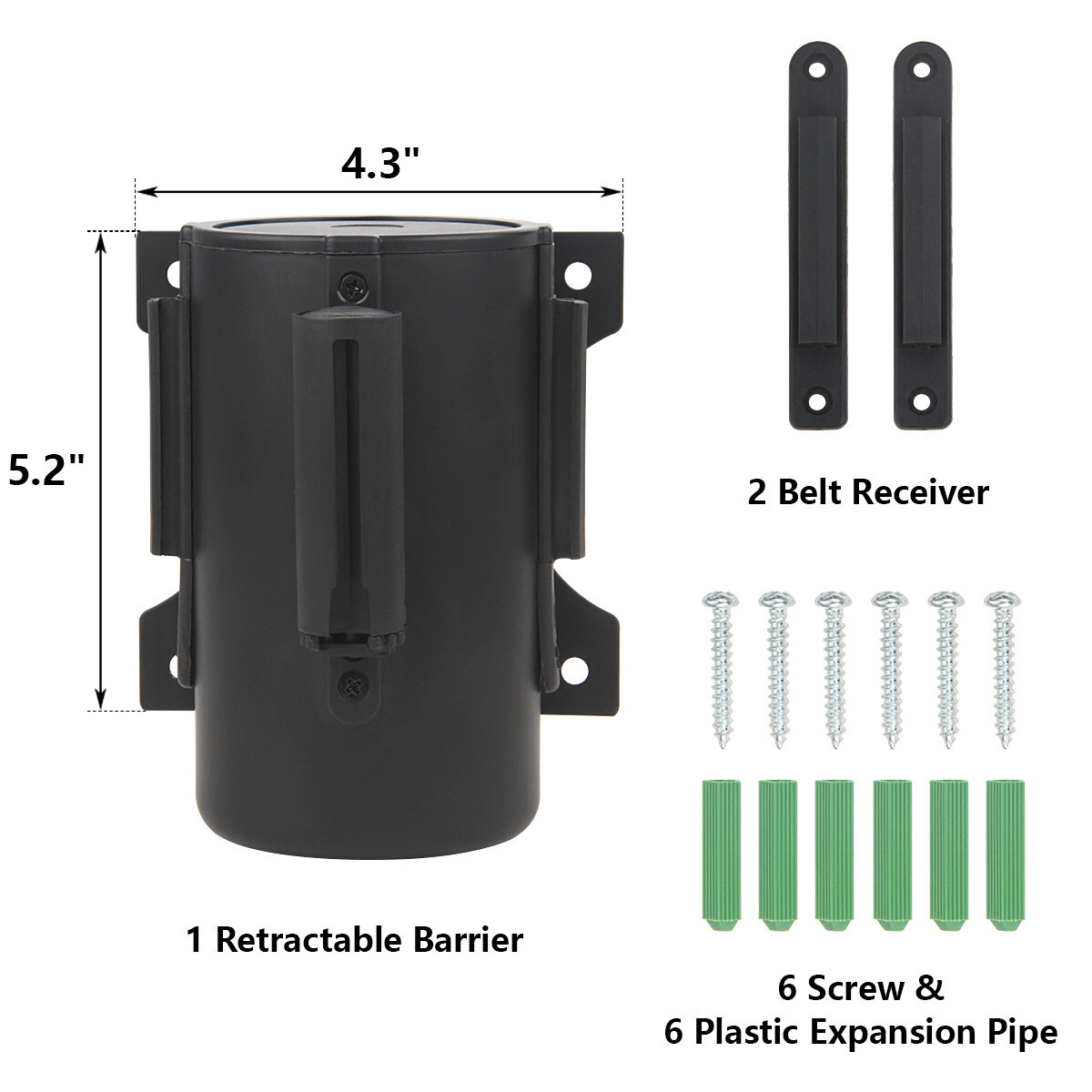 Wall Mount Retractable Belt 16 Foot, Crowd Control Wall Barrier w/ Steel Case