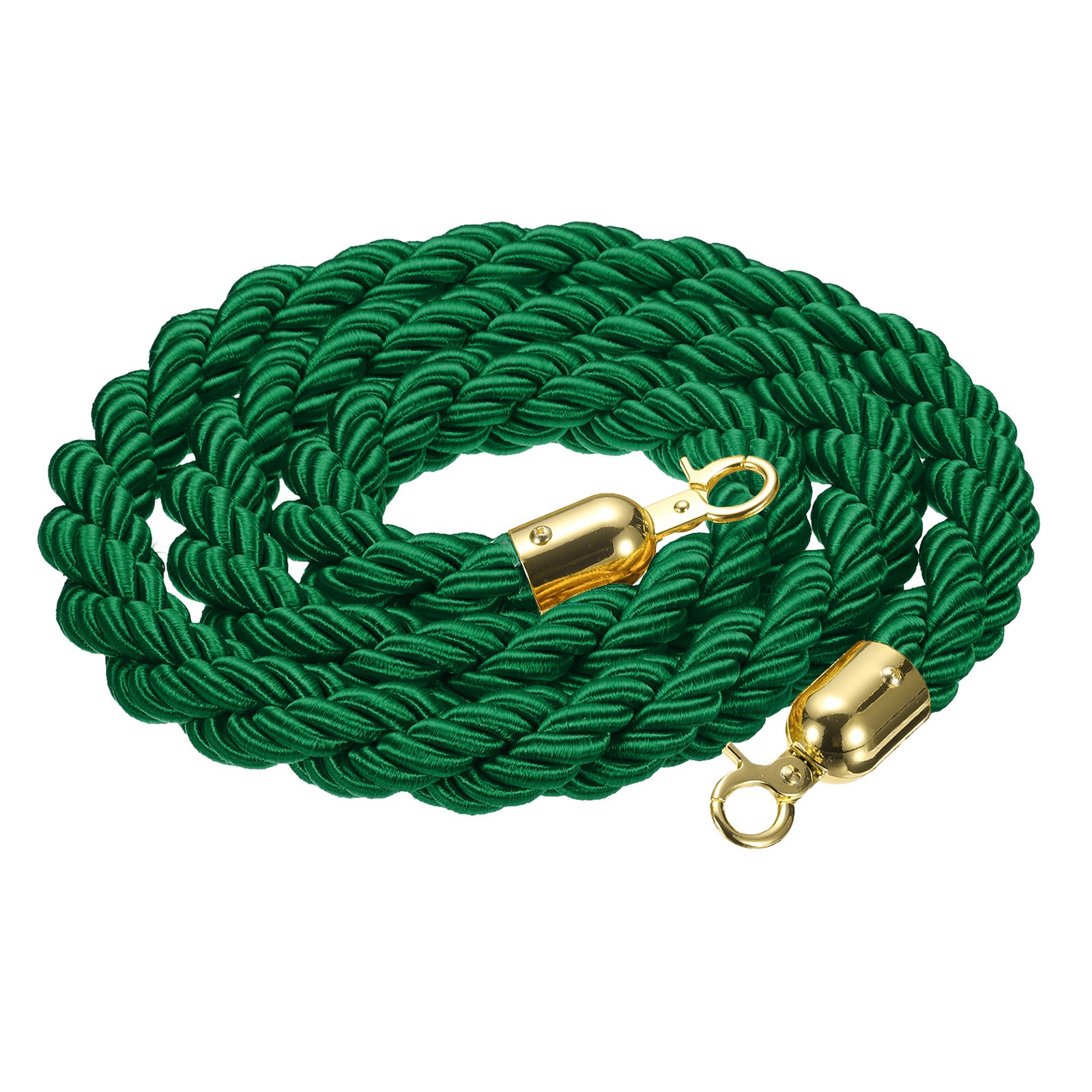6.6 Ft/2 m Twisted Stanchion Rope Barrier Rope with Hooks Green Golden