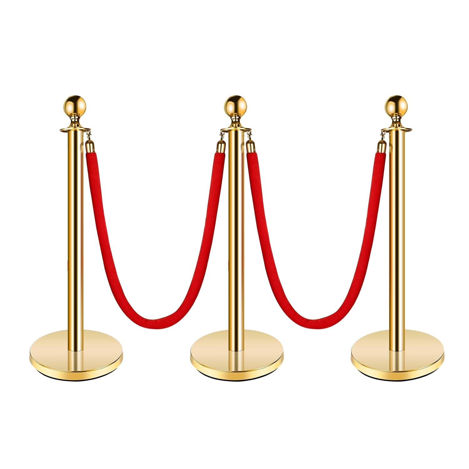 GRAVEE 2-10PCS Stanchion Posts Velvet Ropes Queue Control Barrier Pole Set