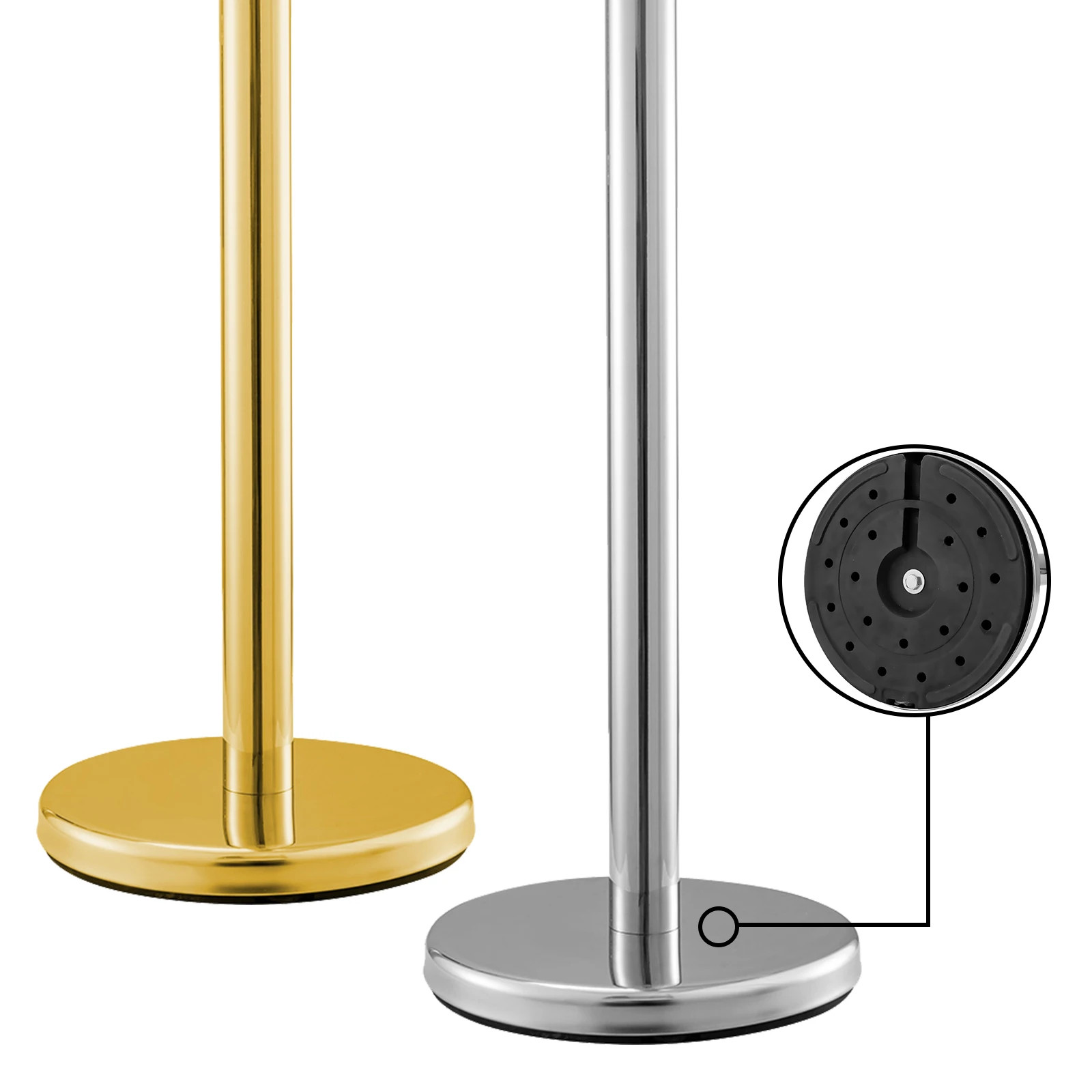 38Inch Gold Silver Stanchion Posts Queue Velvet Rope Crowd Control Line Barriers