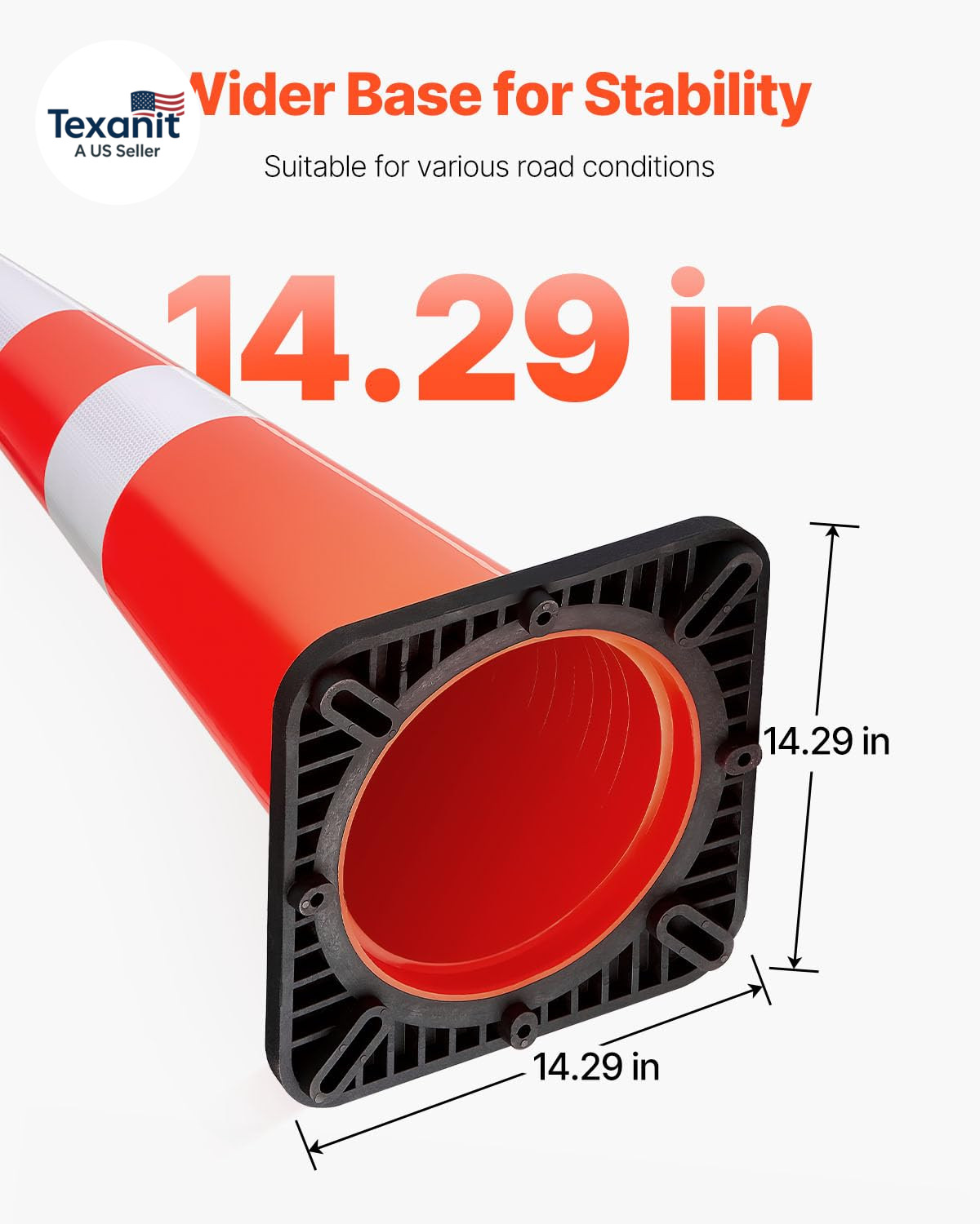 Safety Cones, 6 Pack 36″ Traffic Cones, PVC Orange Construction Cones with Refle