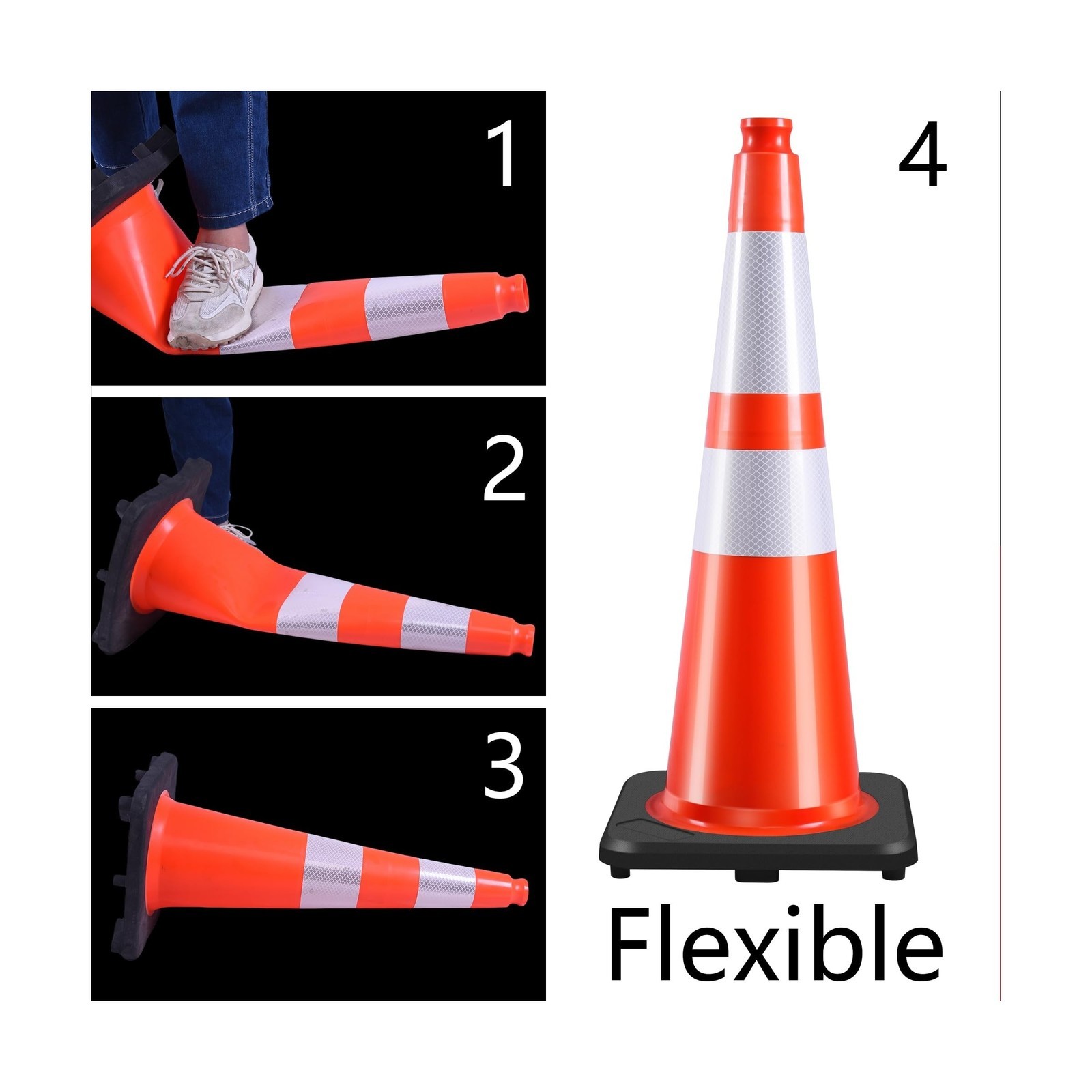 28 Inch Traffic Cones (8 Pack),Heavy-Duty PVC Construction Cones with Weighte…