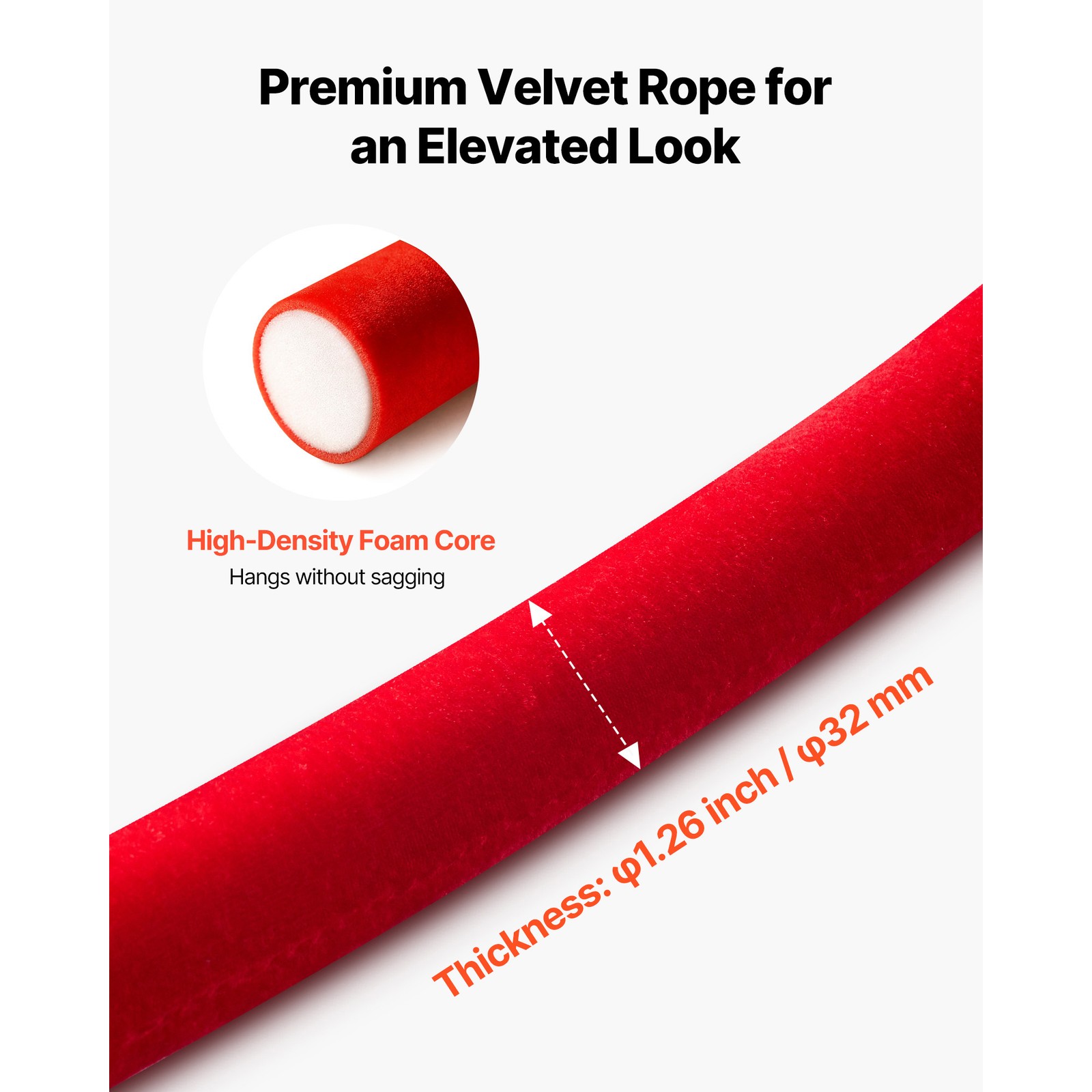 Uimoso 2/4/6/8 Pcs Red/Black Velvet Barrier Ropes 5 ft Crowd Control Ropes