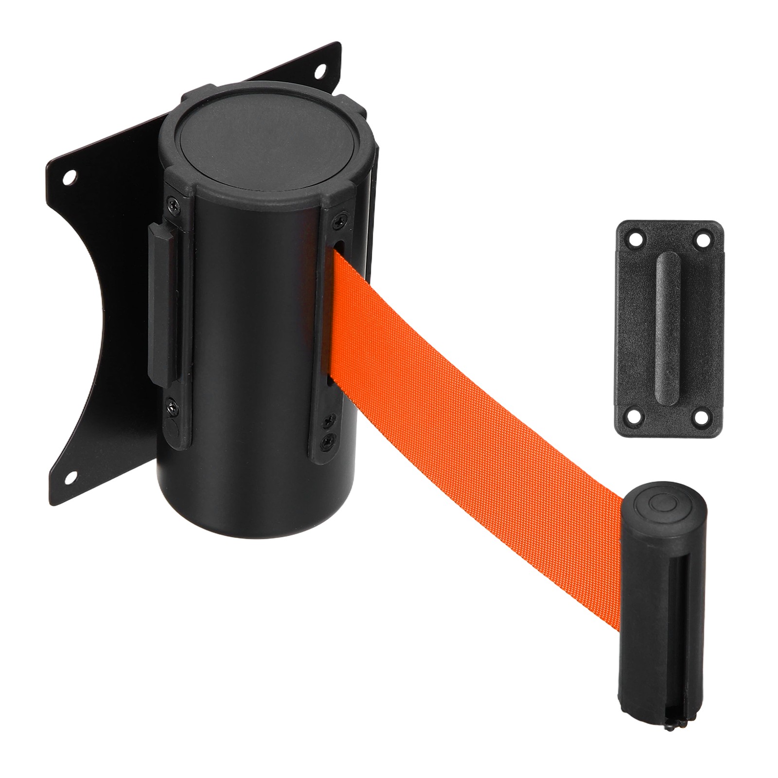 Fixed Wall Mount Retractable Belt Barriers (10 Feet, Orange) (1 Pcs)