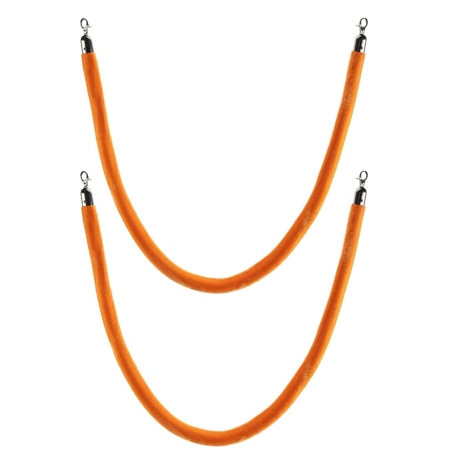 RealPlus 4pcs Orange Velvet Stanchion Ropes with Black Hooks,10 Feet Stanchion Q