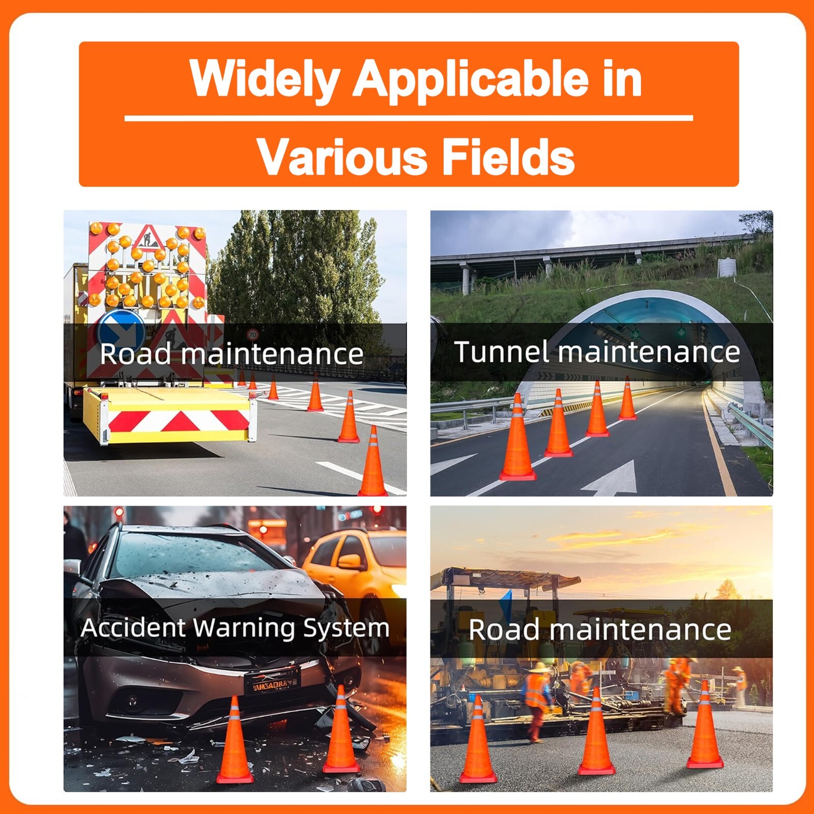 28 Inch 2 Pack Collapsible Traffic Safety Cones, Multi Purpose Pop-up Cones