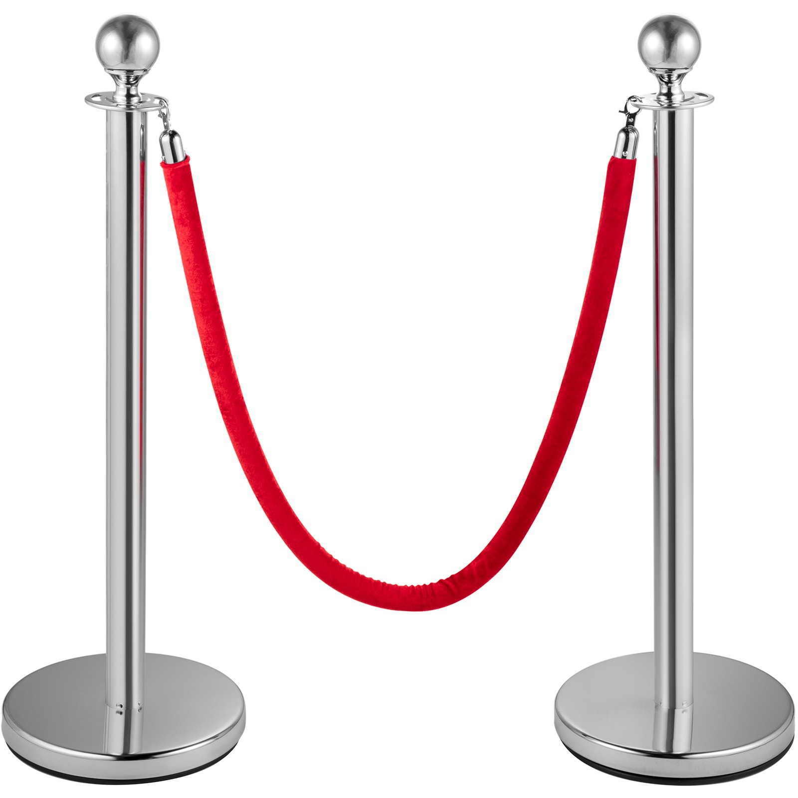 Crowd Control Stanchion Silver 4×37.8″ Pack 3 Ropes Exhibition Ceremony Red