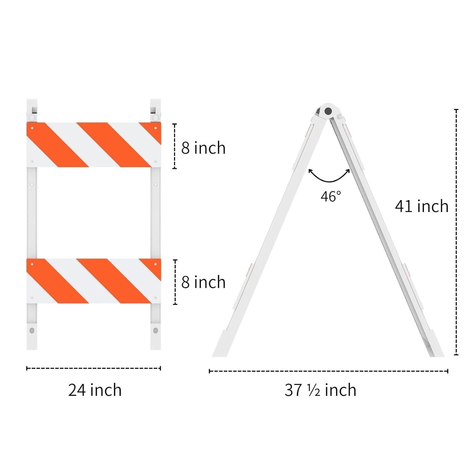 1Pack Type II Foldable Traffic Barricade with Four 8″x24″ Panels with Film