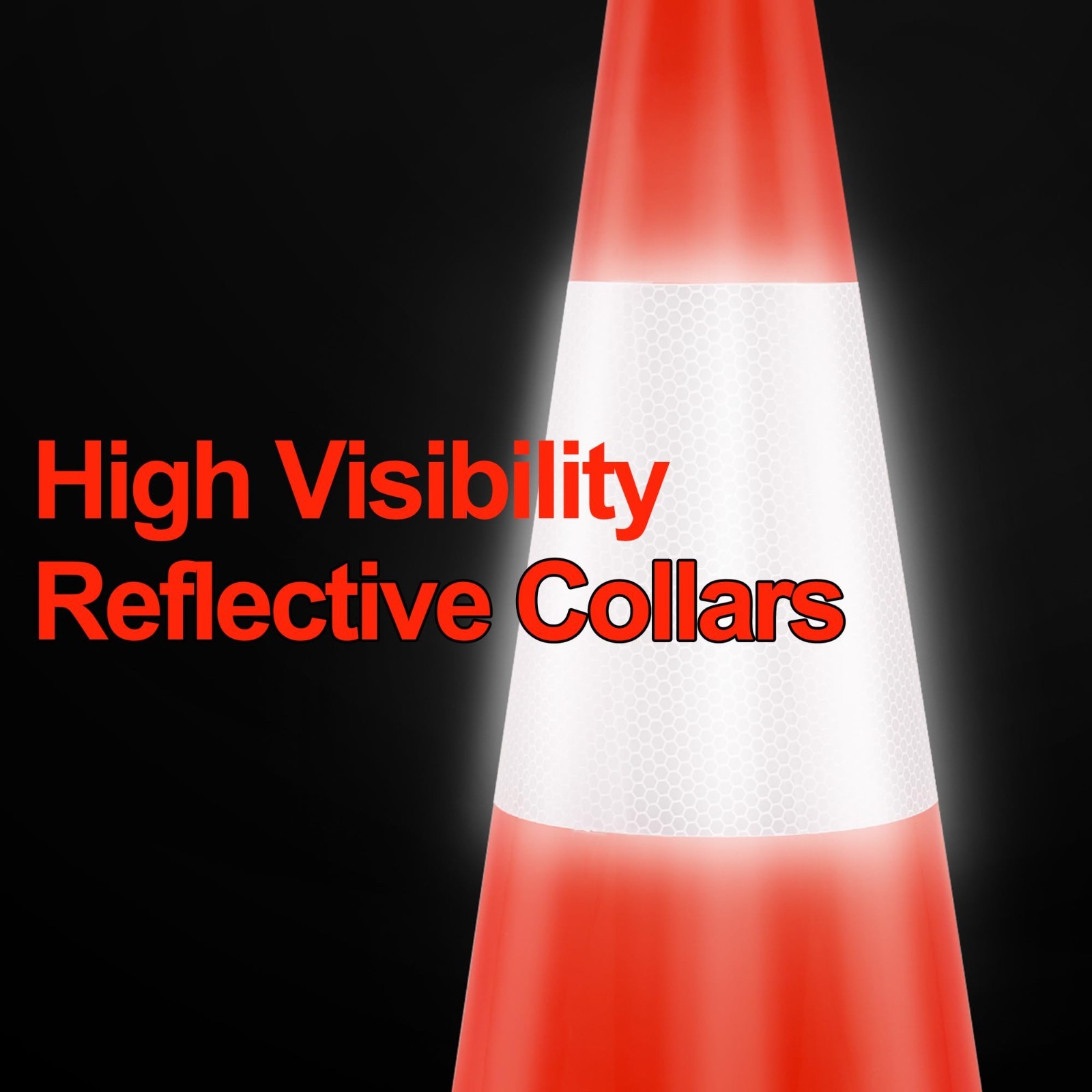 18″ Heavy Duty Traffic Cones – 4 Pack, Weighted with Reflective Collars for Safe