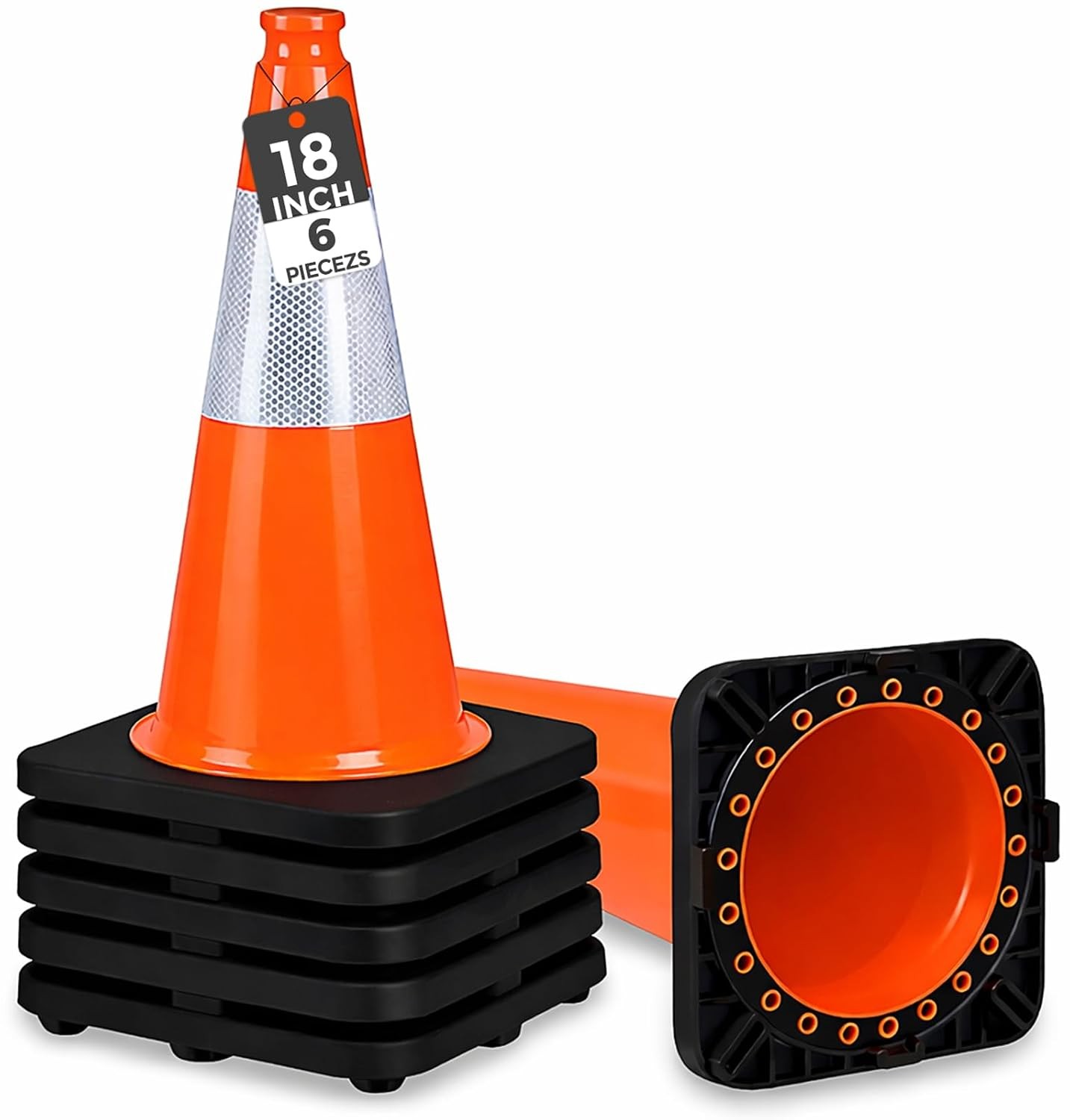 8 Pack 28” inch Traffic Safety Cones Orange Road Parking Cones Heavy Duty